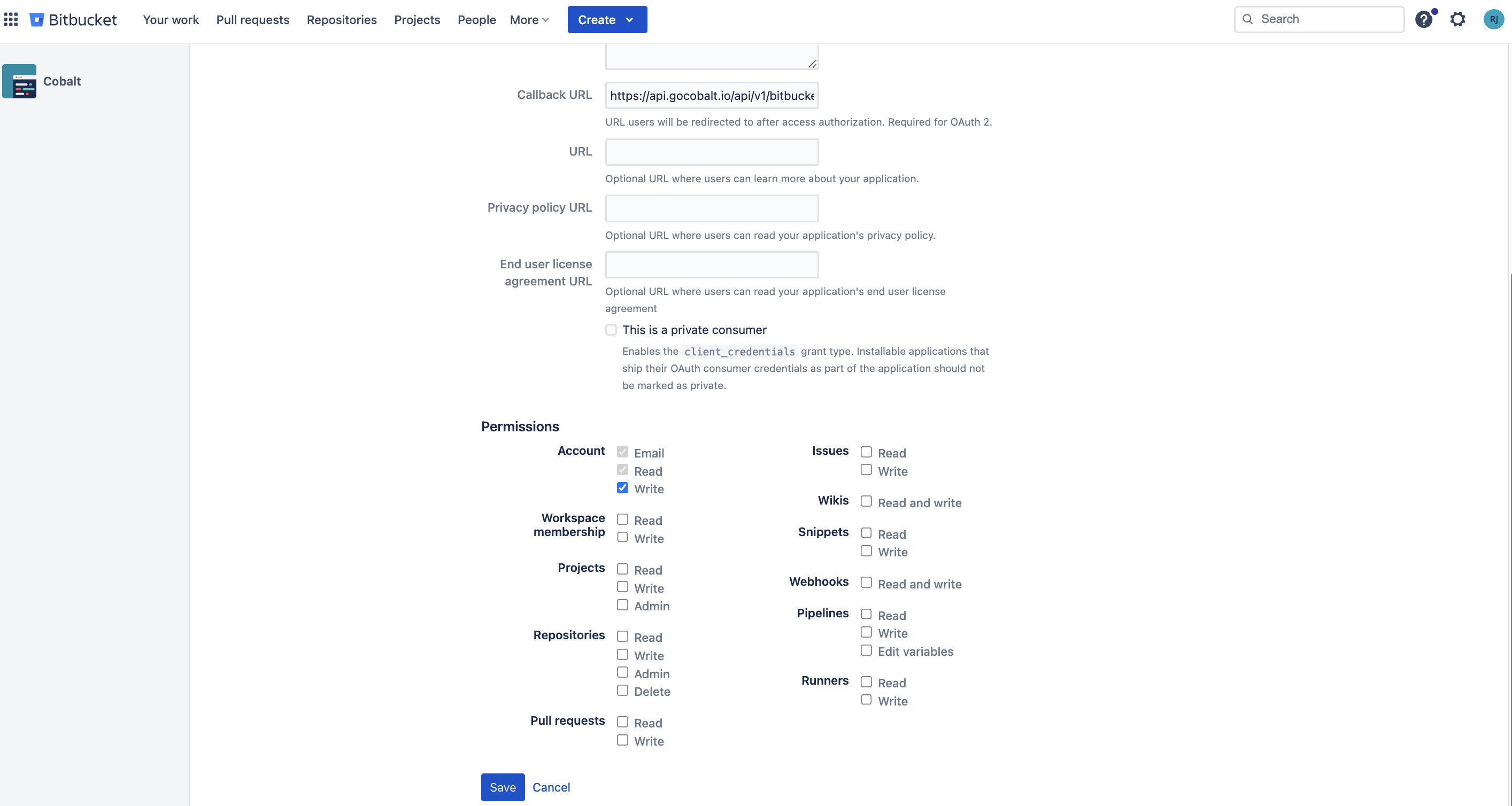 Setting up Bitbucket Developer app