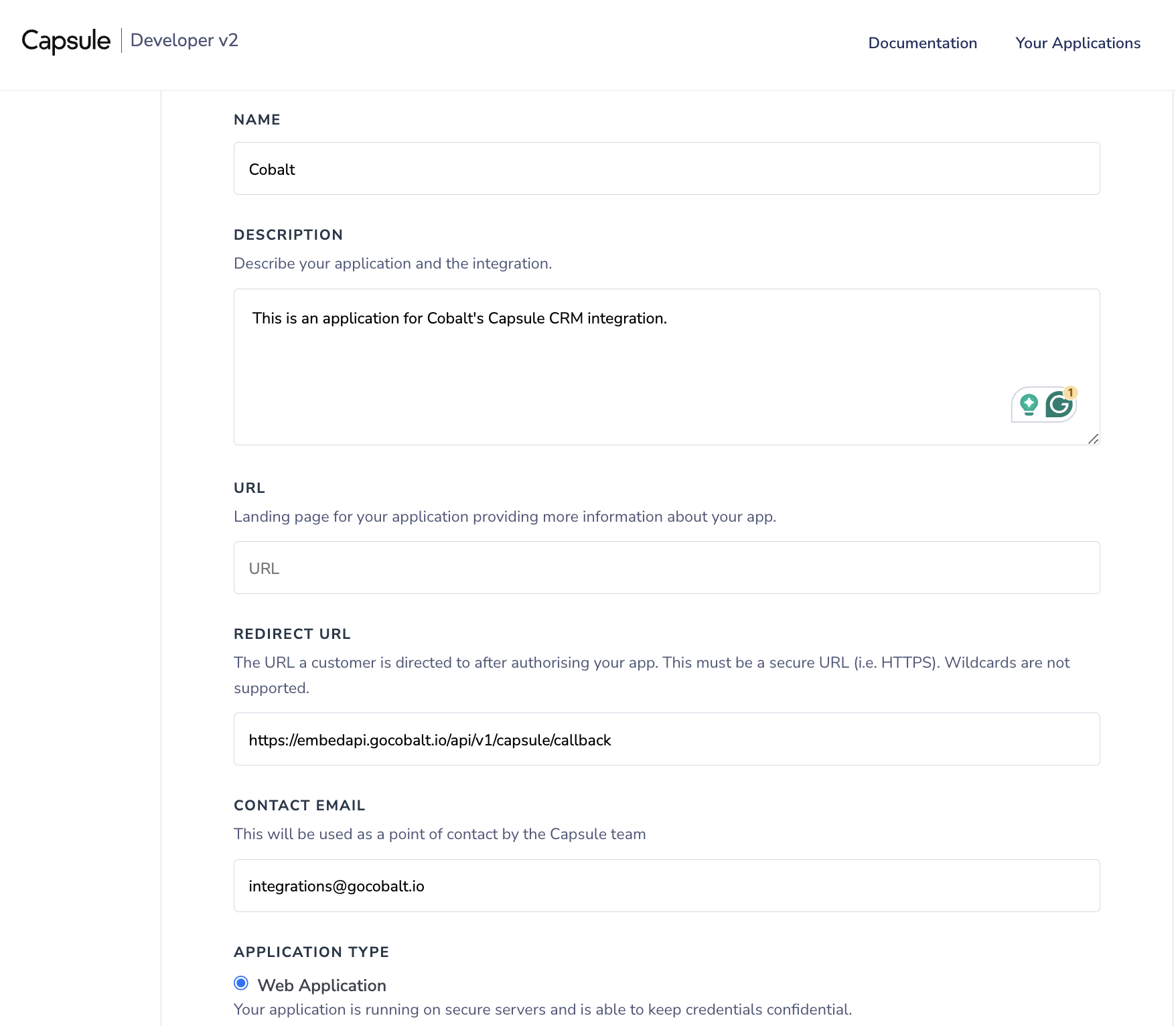 Capsule CRM App setup