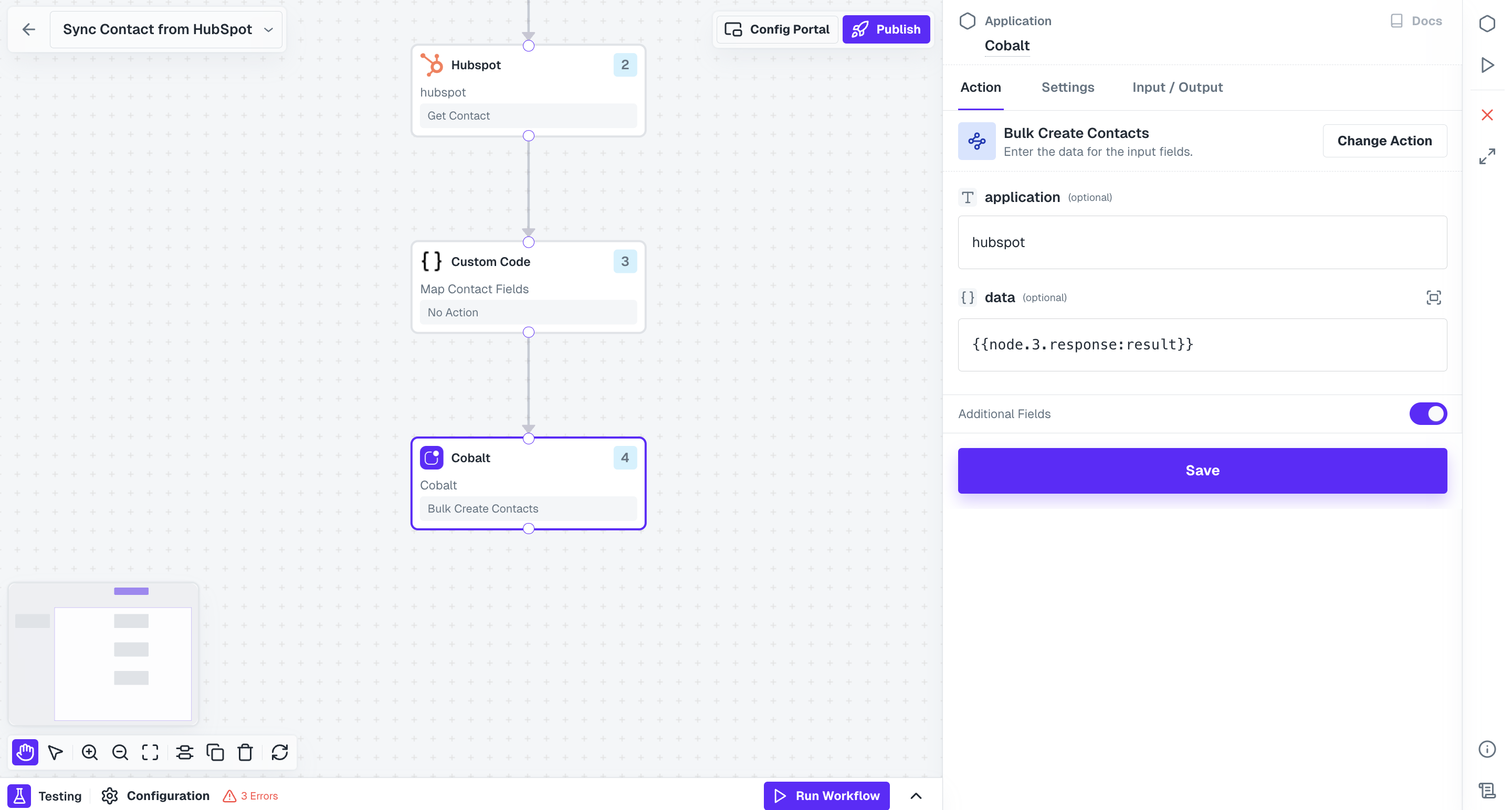 Action setup for sync