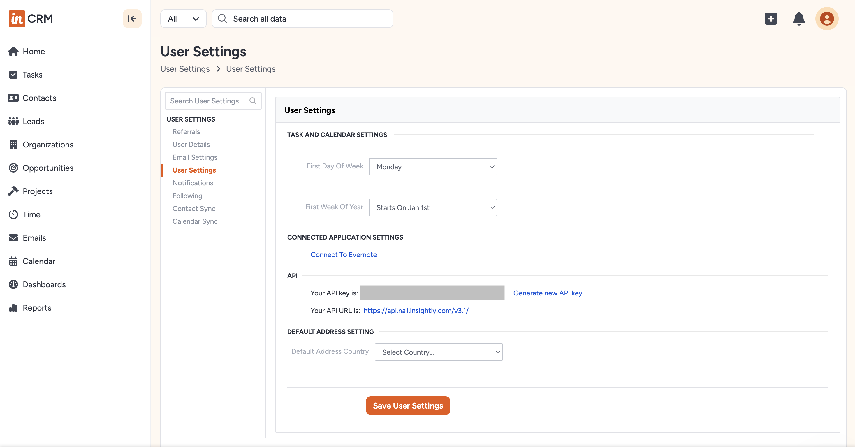 Setting up Insightly API Key