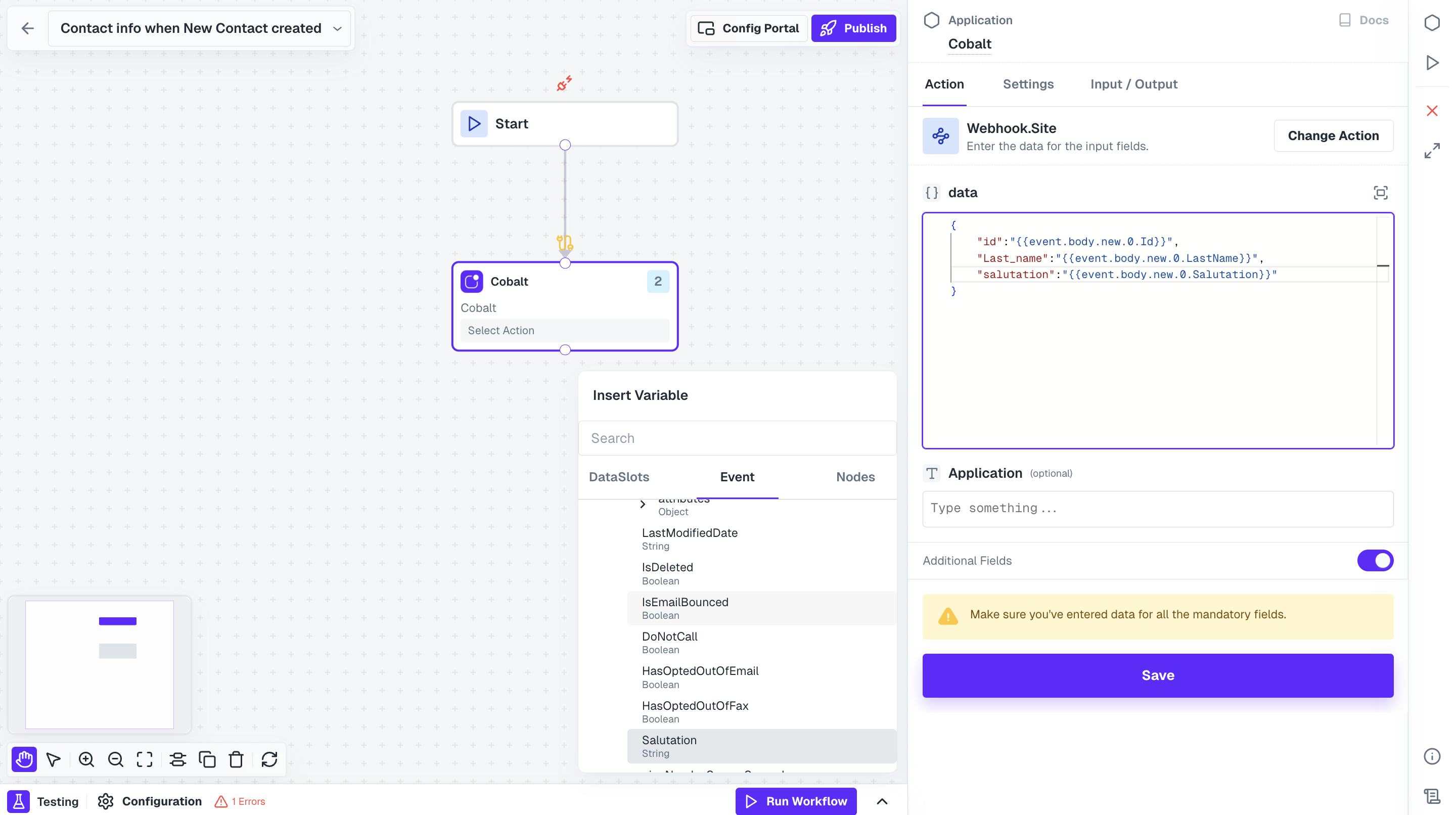 Send Contact created data