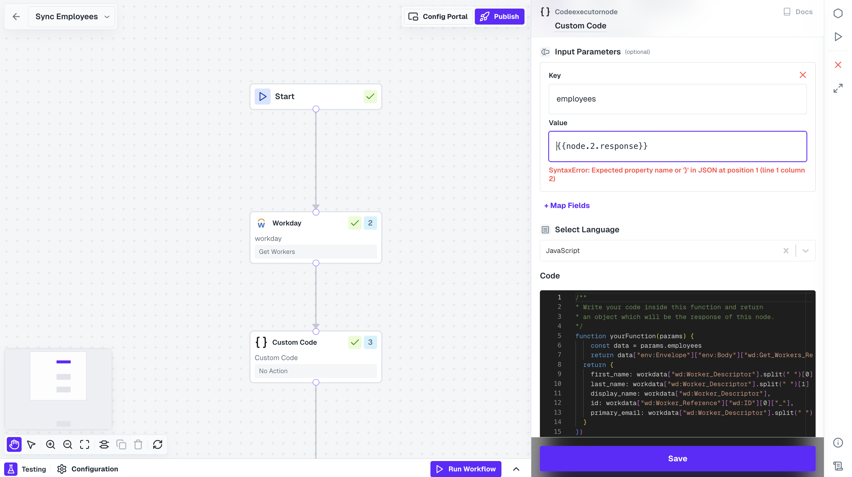 Mapping API Response for workflow