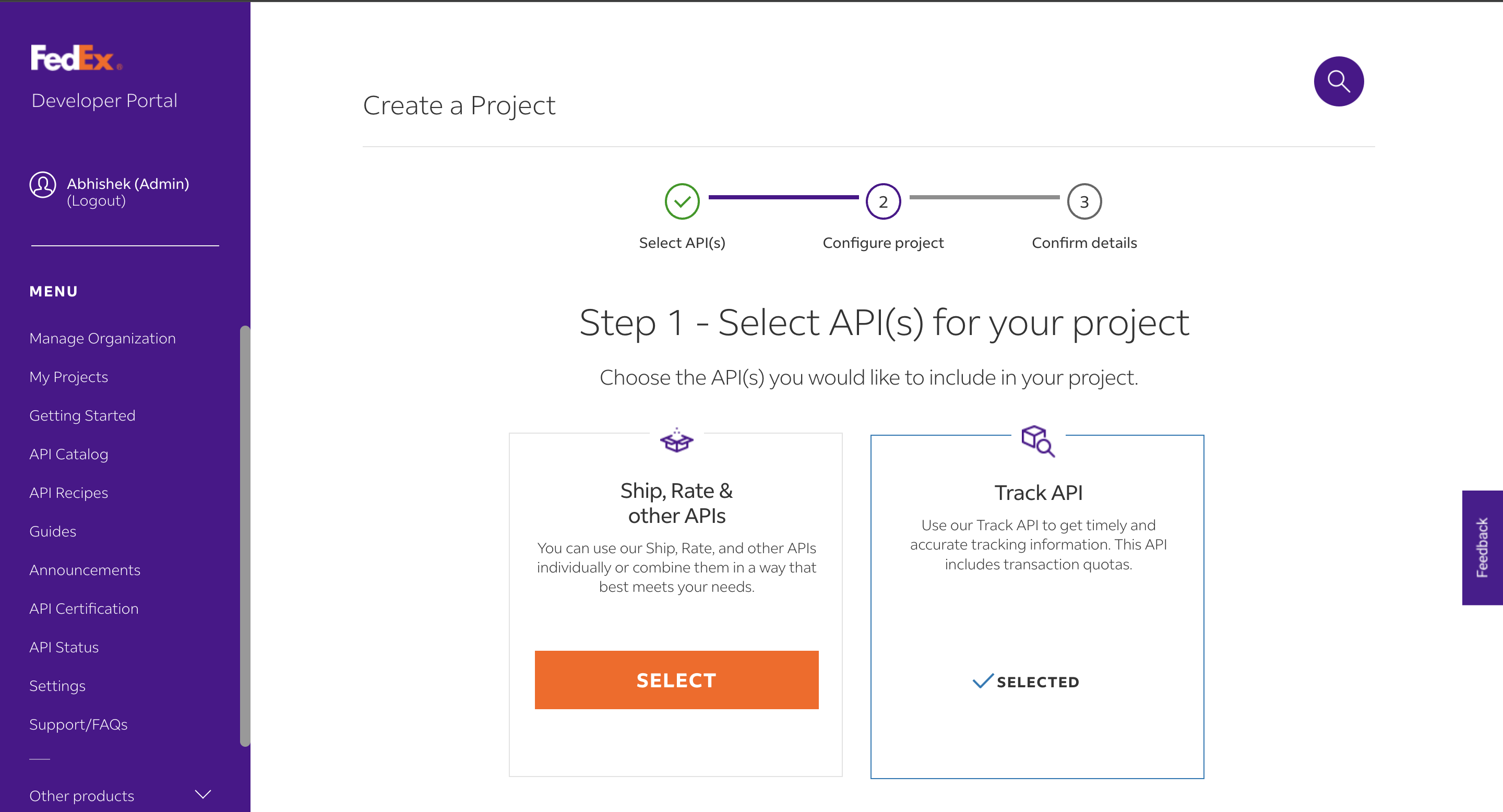 Selecting API