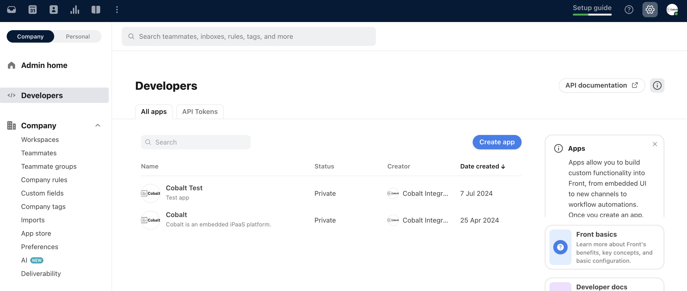 Navigation for App setup