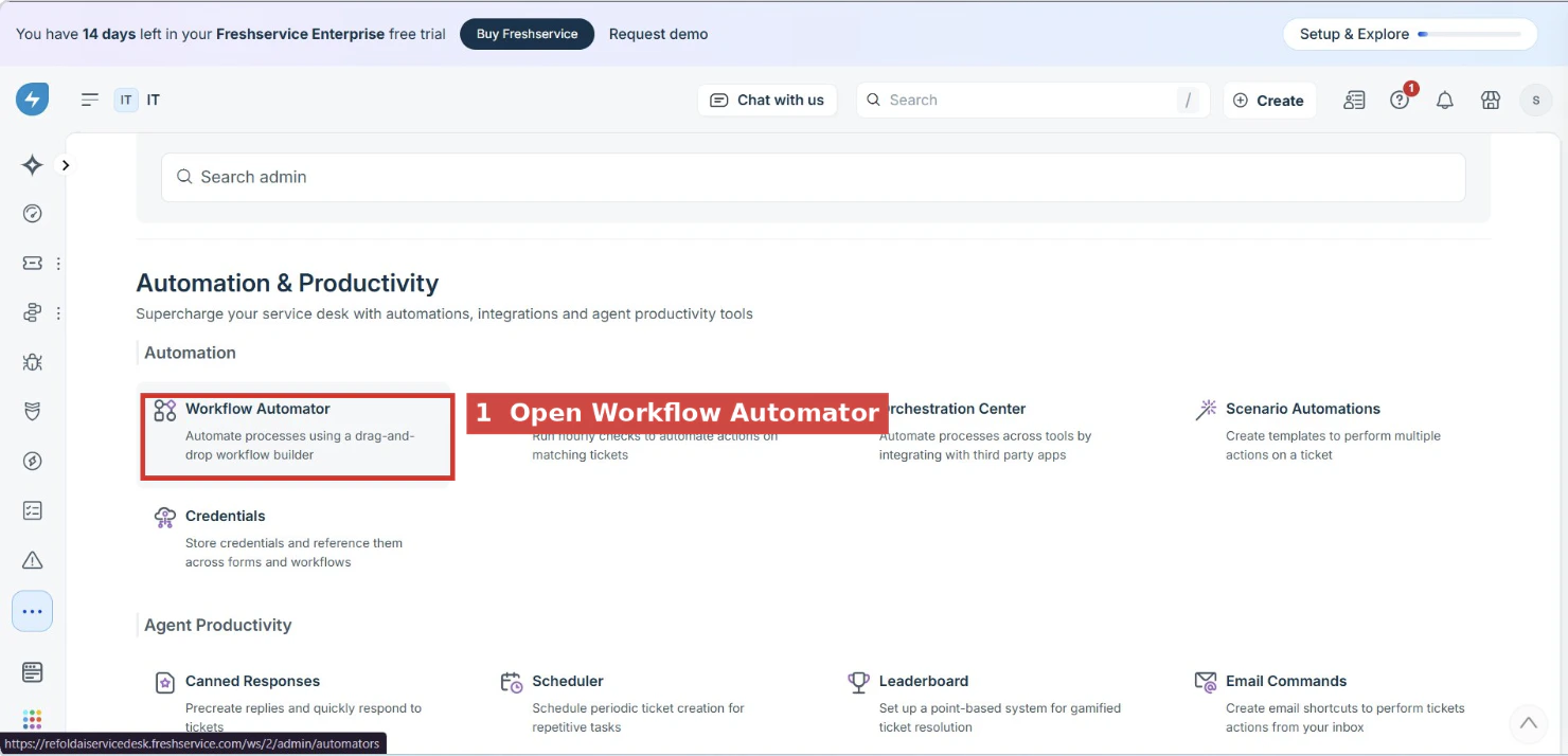 Click the Workflow Automator card