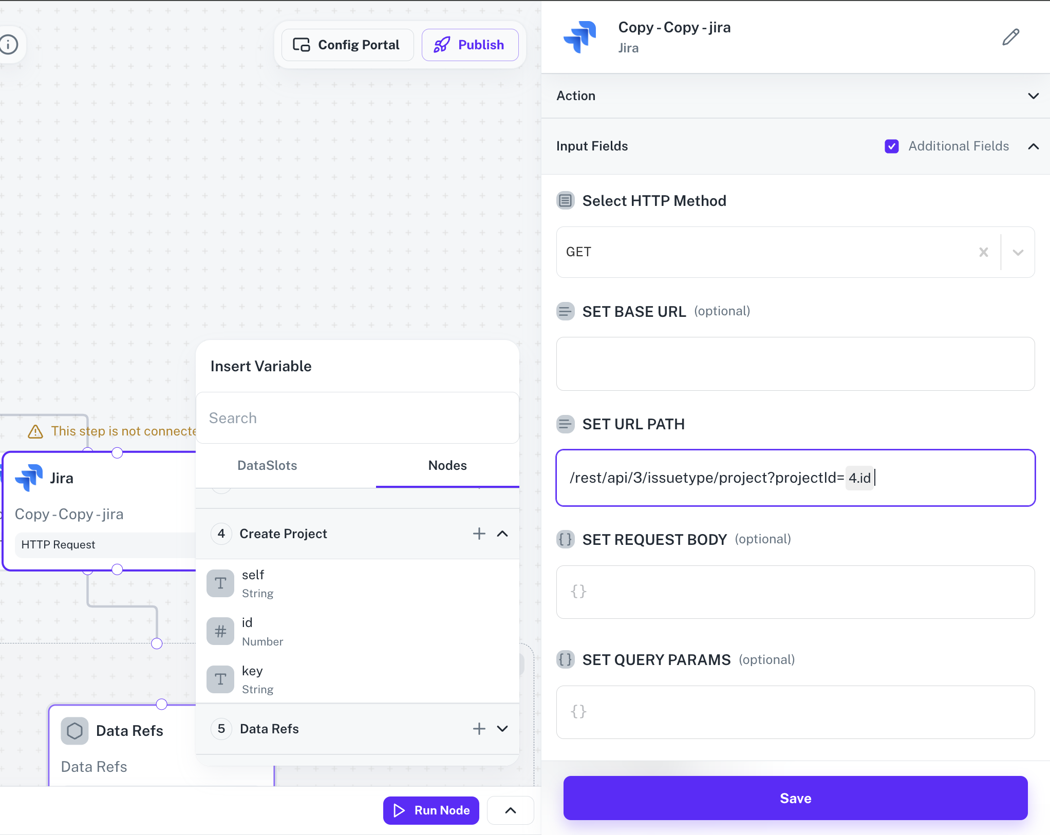 Using Node response as variable