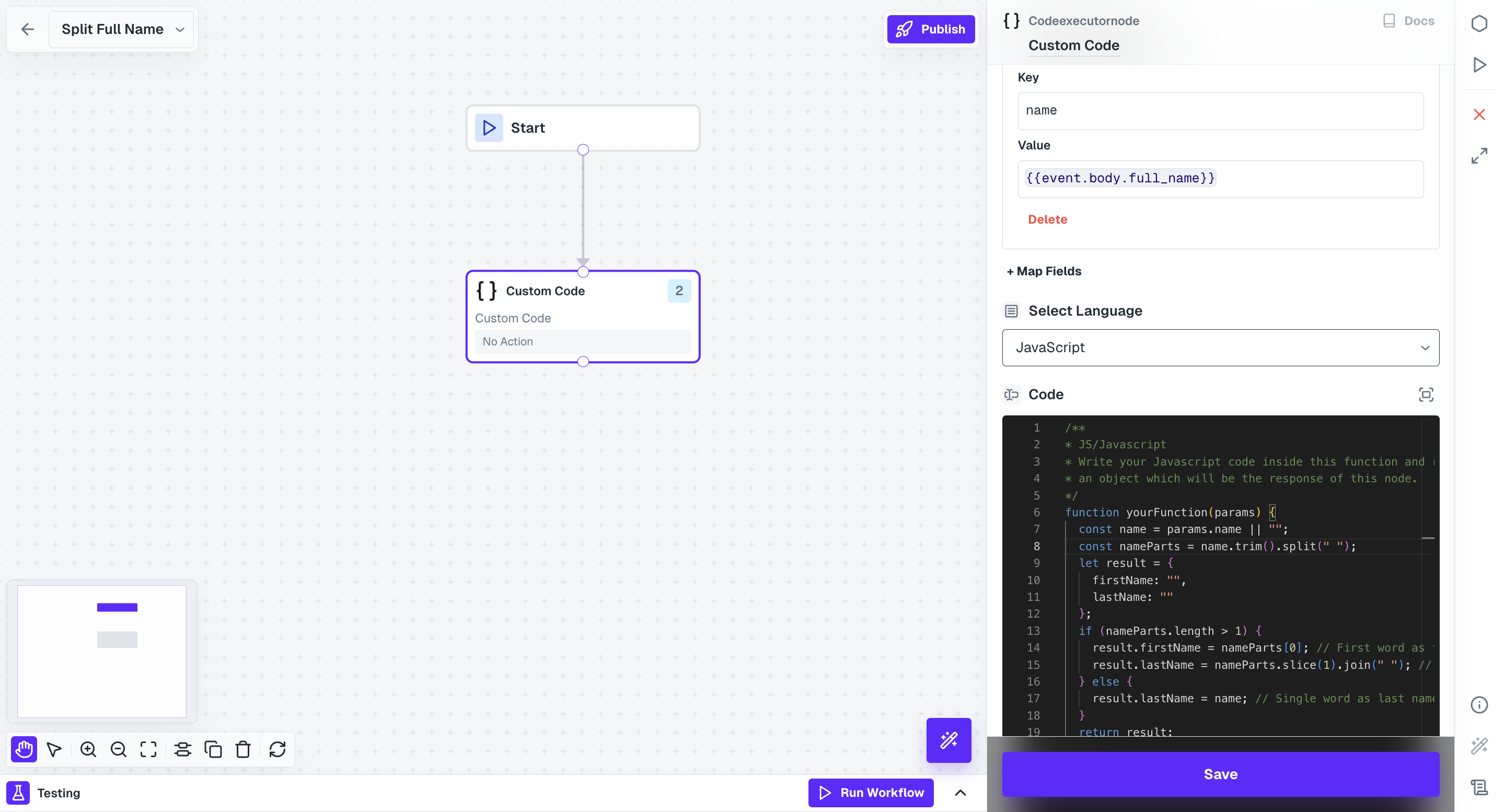 Split Name in Workflow