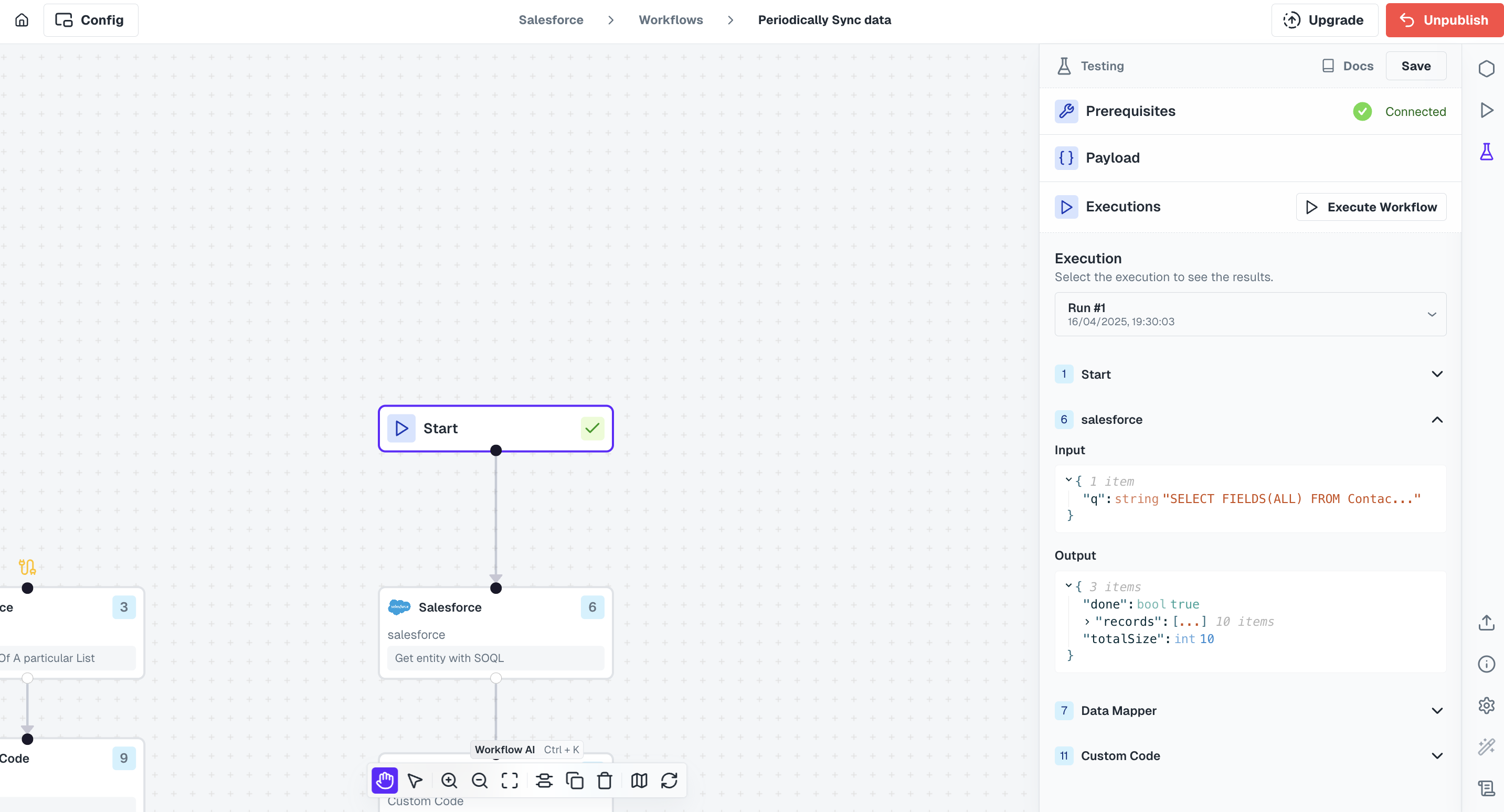 Checking Output of Workflow Test run