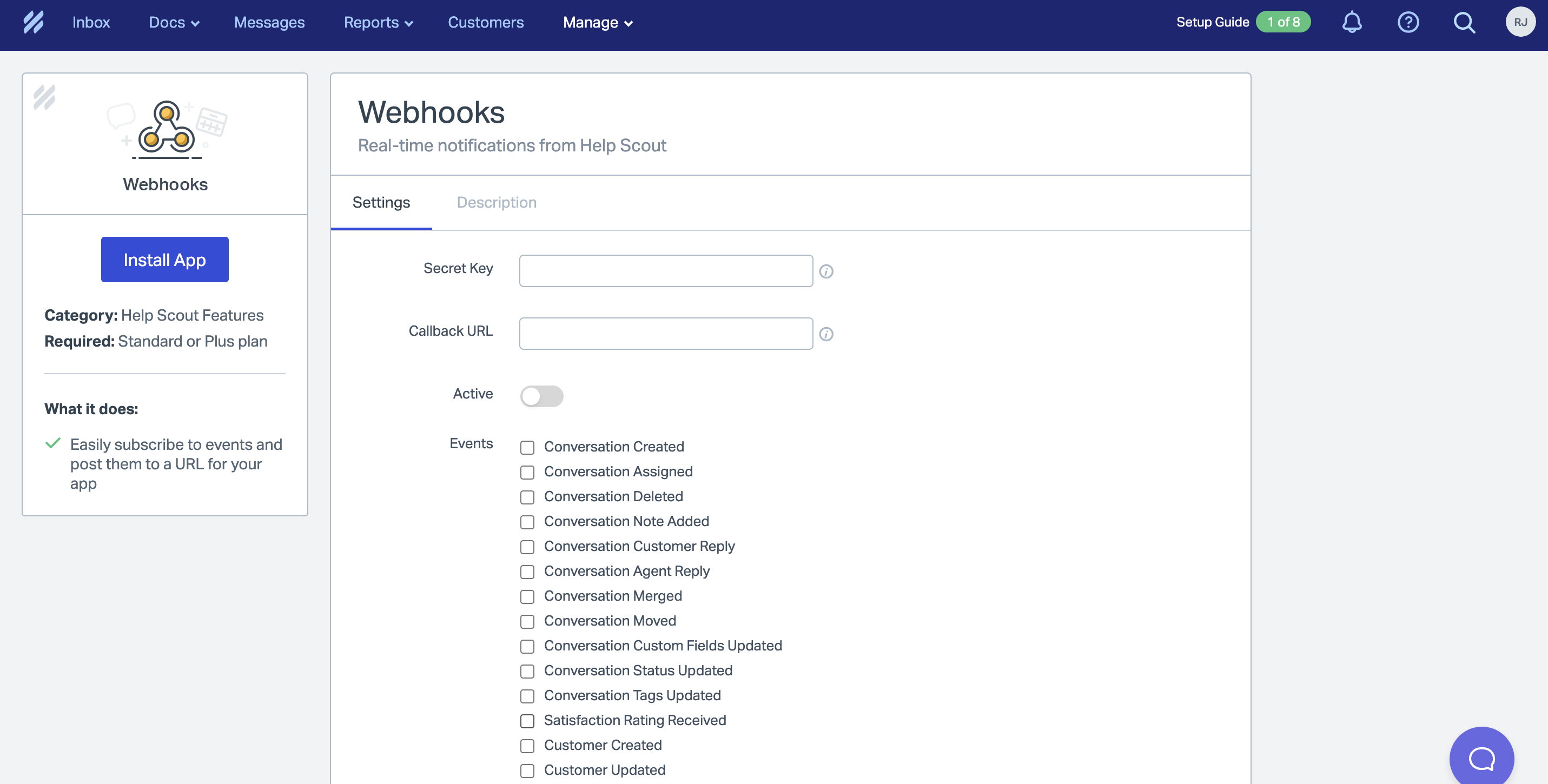 Setting up Help Scout Webhook URL
