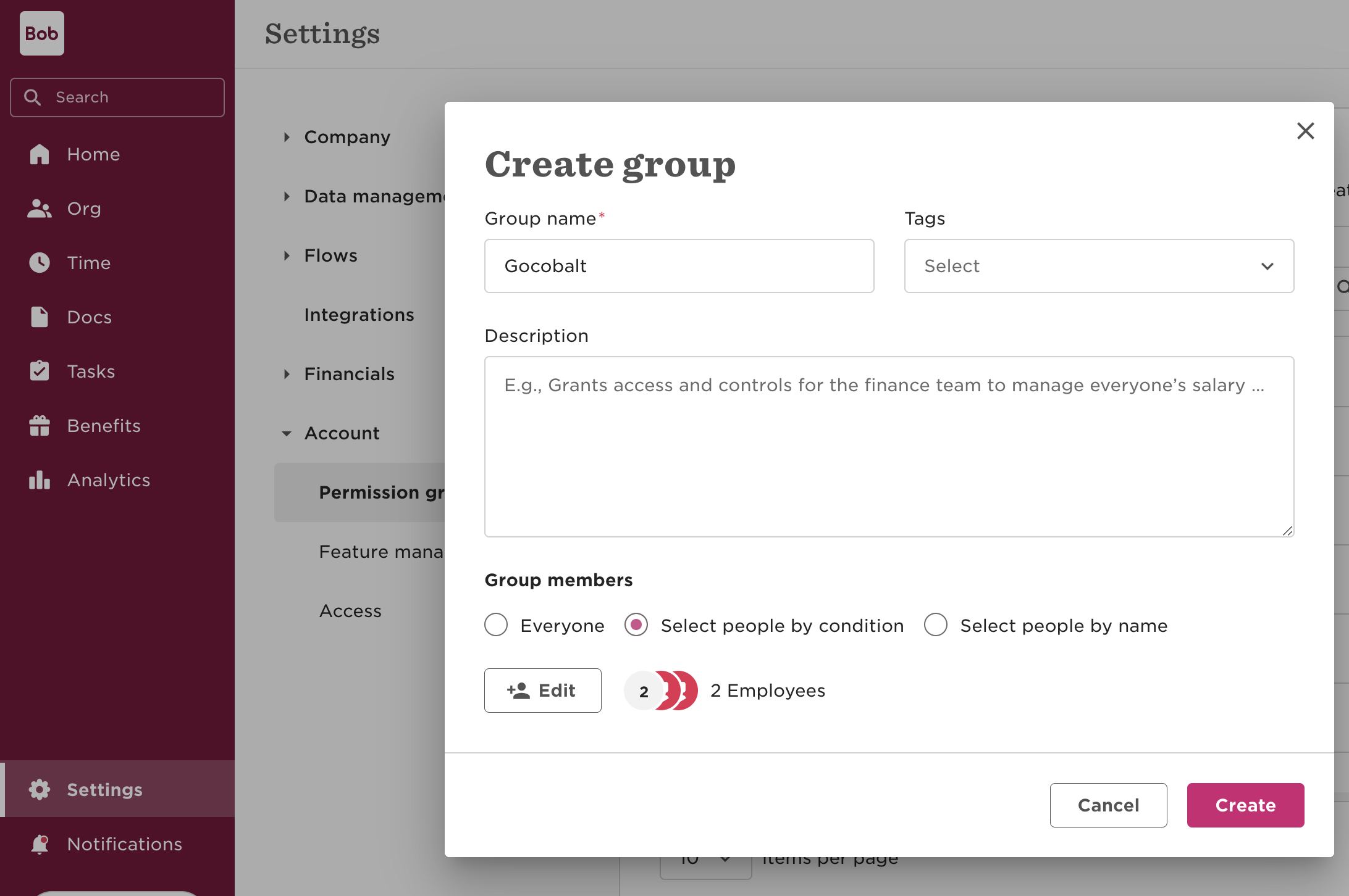 Creating Permission Group