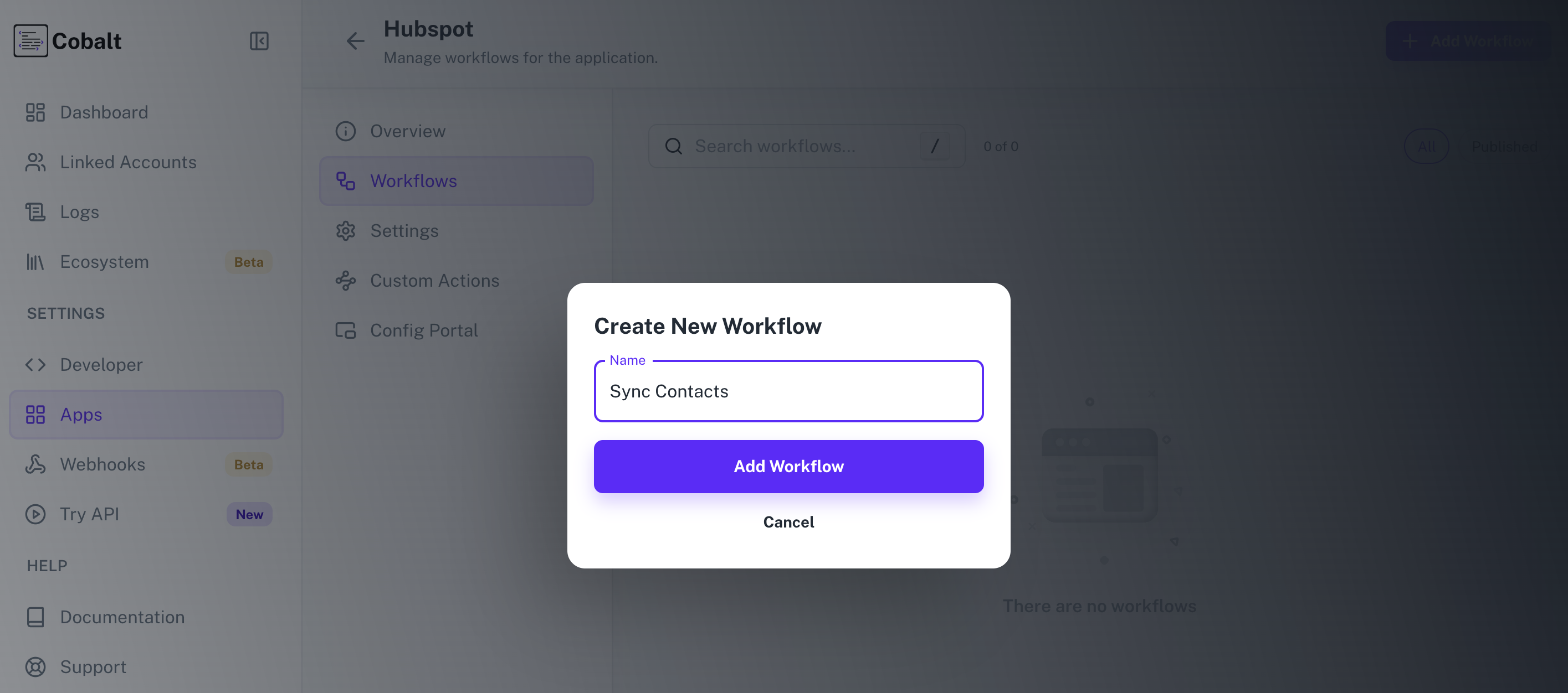Navigation for Workflow setup
