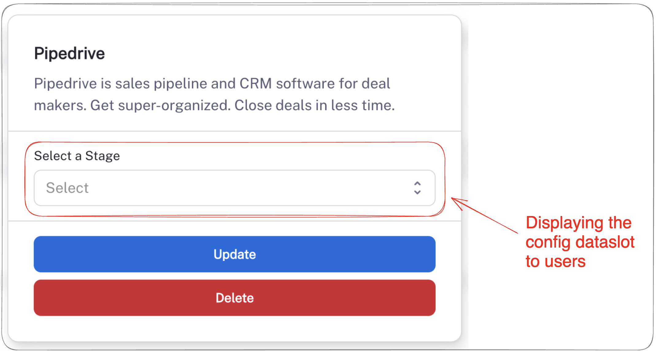 Displaying the config dataslot to user