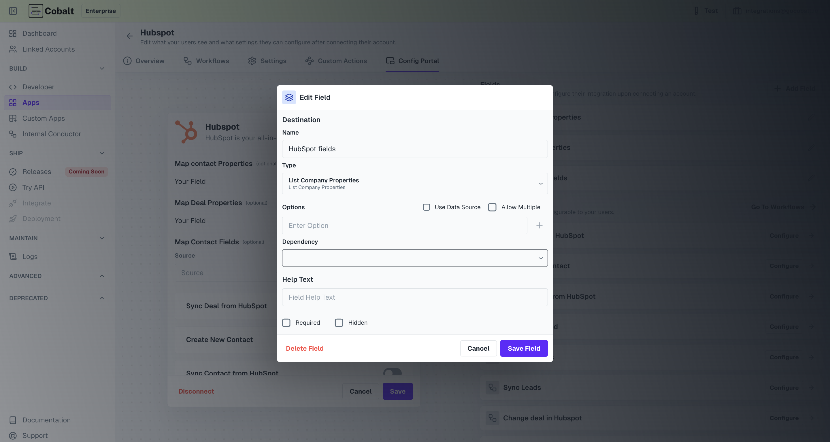 Destination fields configure in Mapping