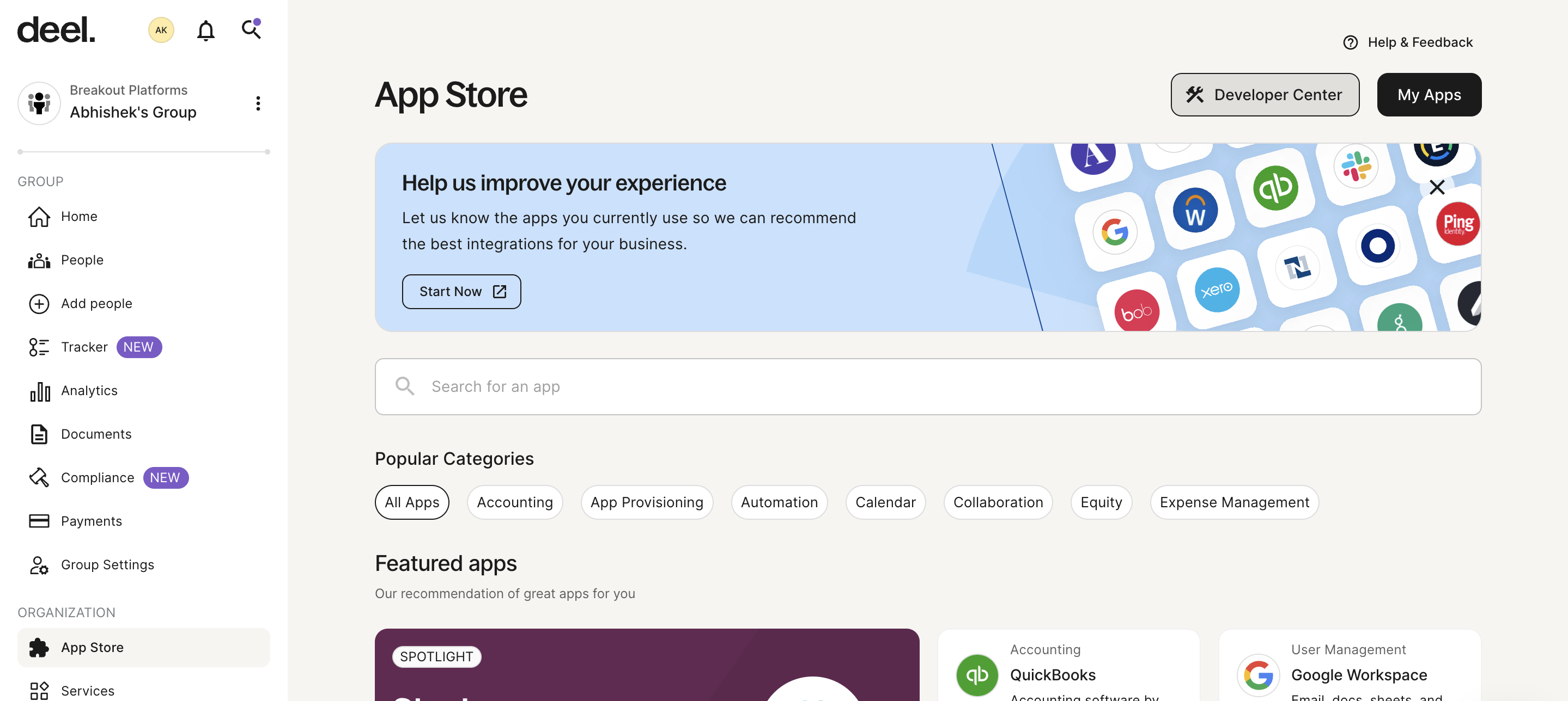 Navigation for App setup