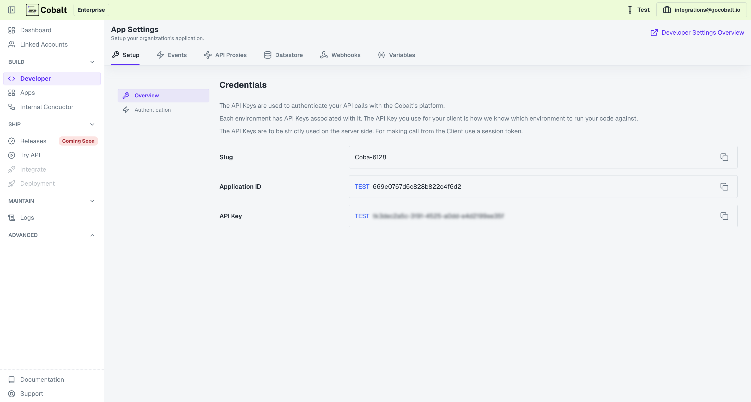 API Keys for your Cobalt account