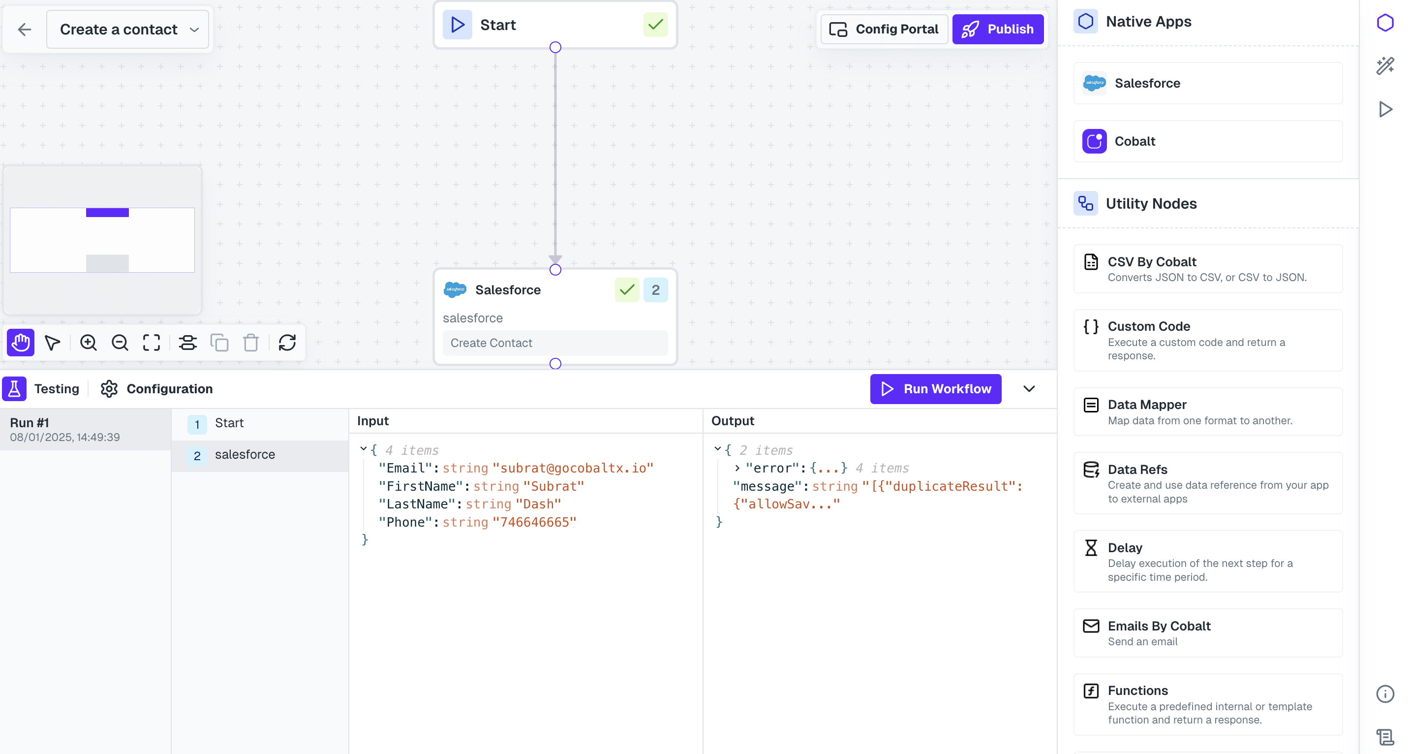 Checking Output of Workflow Test run