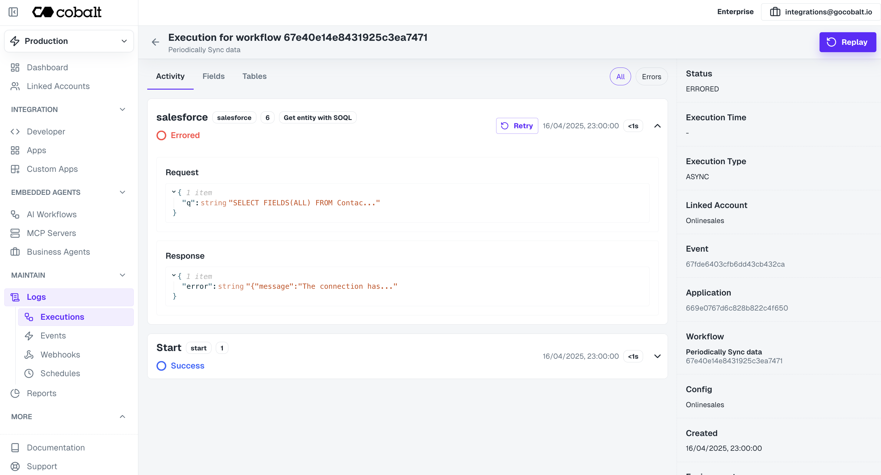 Retry an errored Workflow in Cobalt
