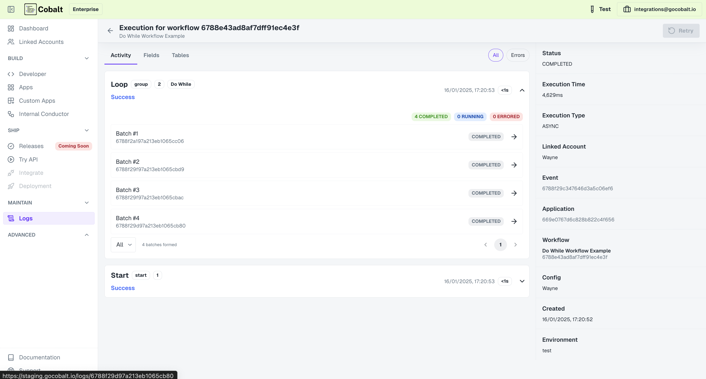 Do While conditions workflow log