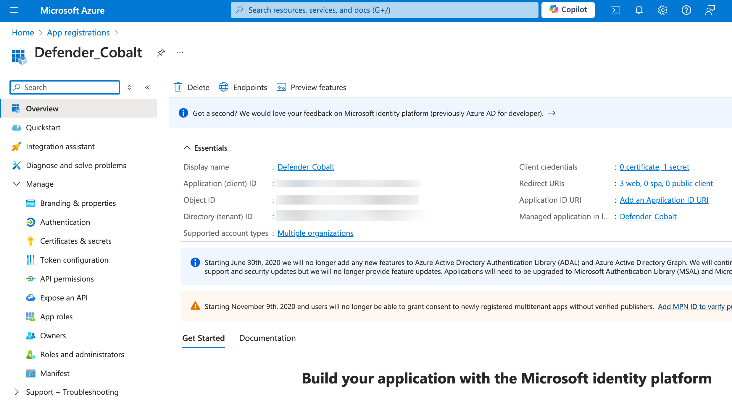 Getting Client and Tenant ID