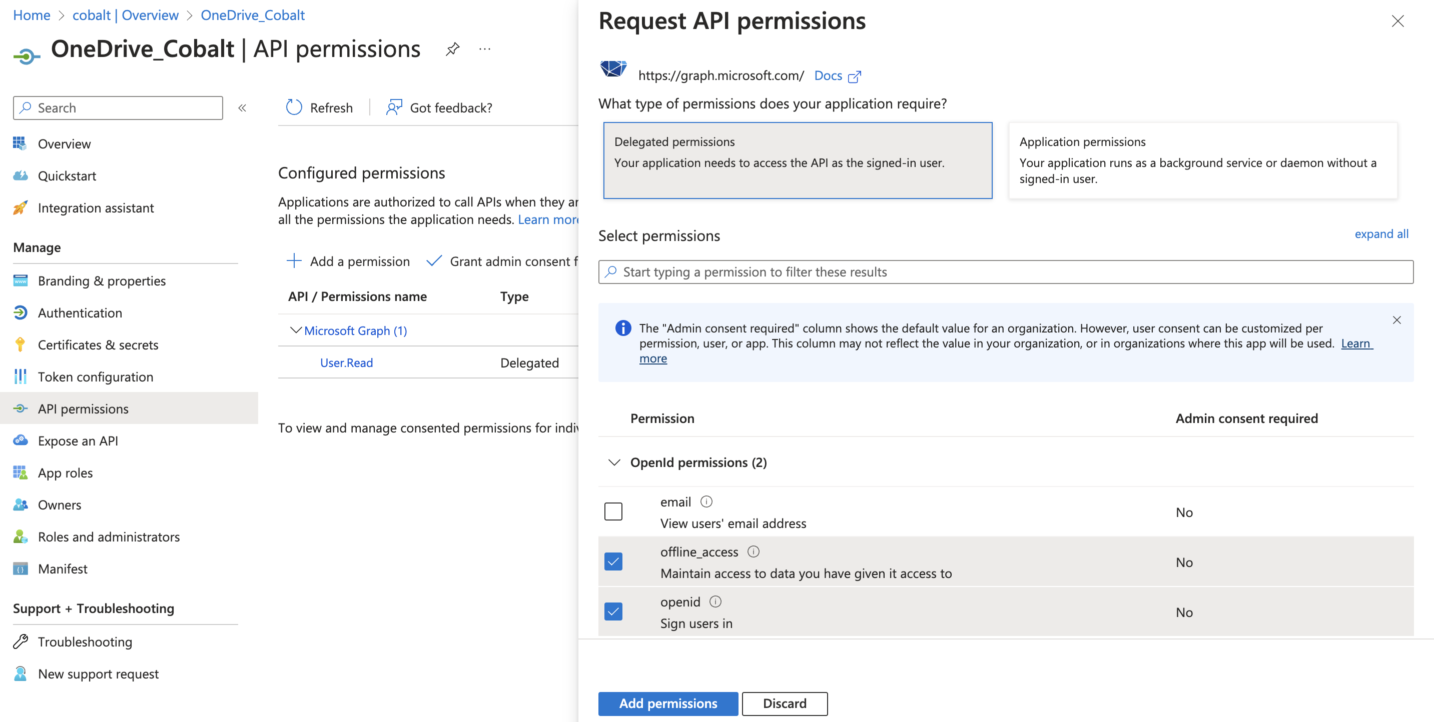 Setting up OneDrive Developer app