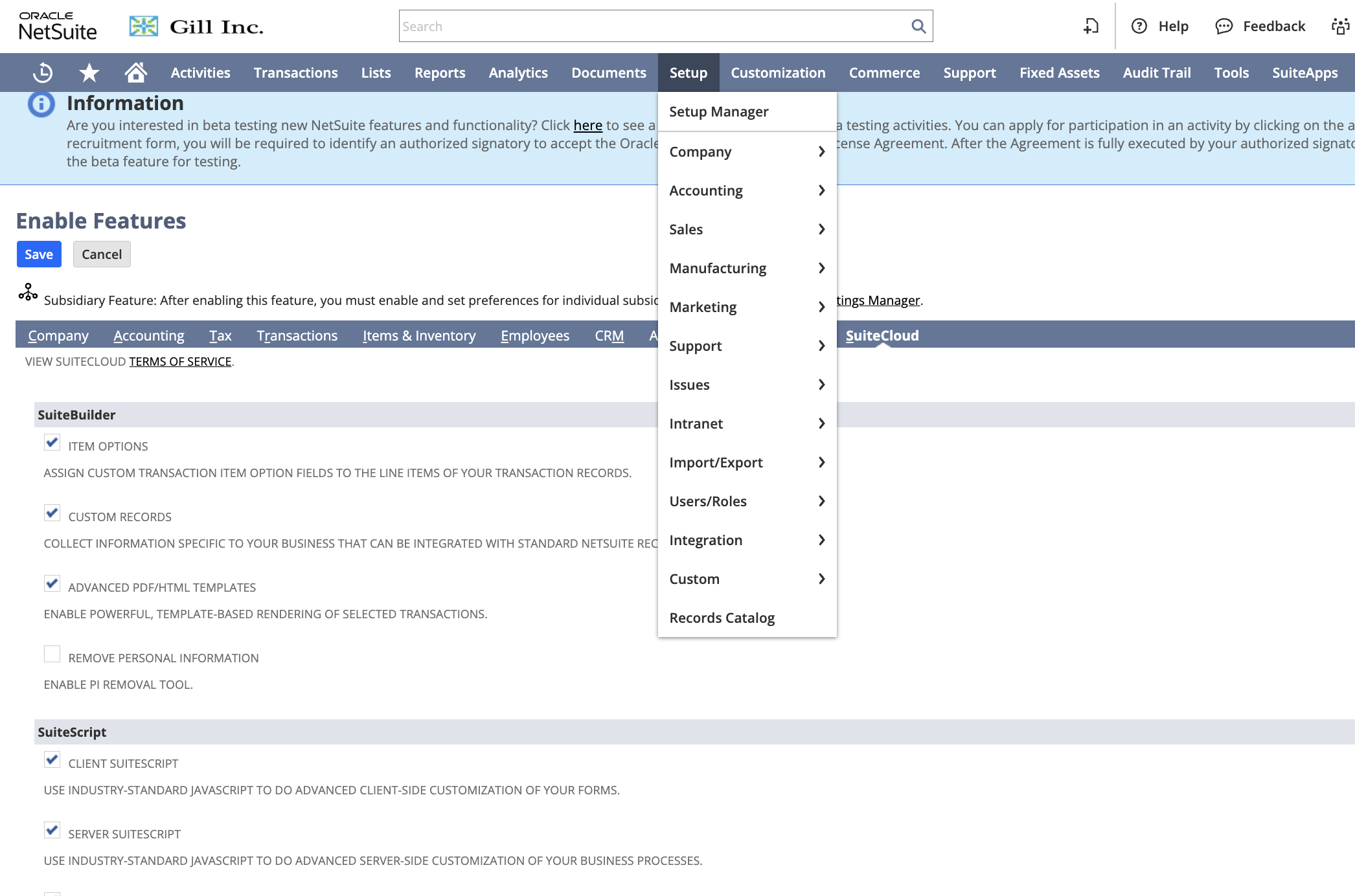 Enabling OAuth in Netsuite