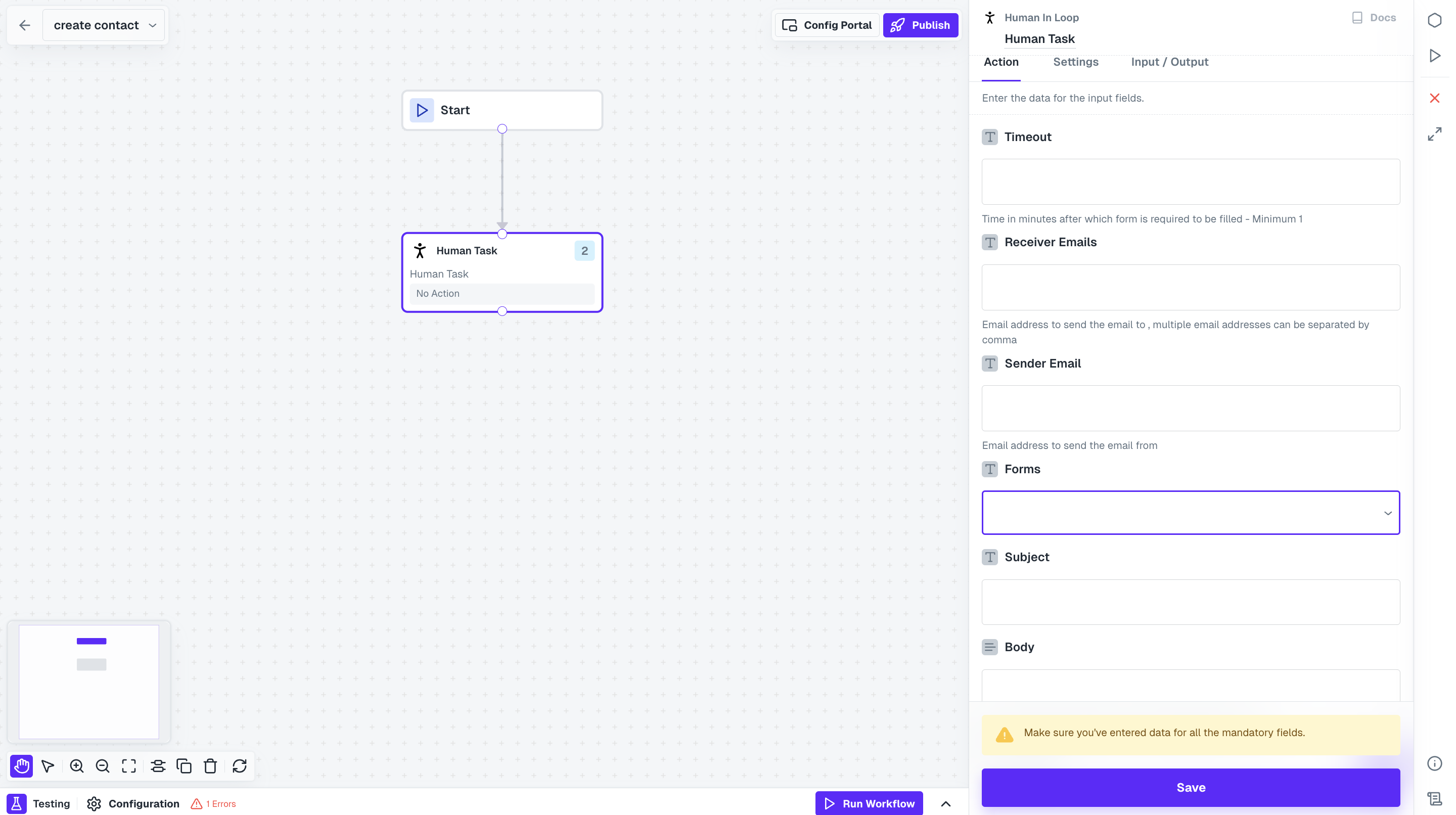 Human Task Node in workflow
