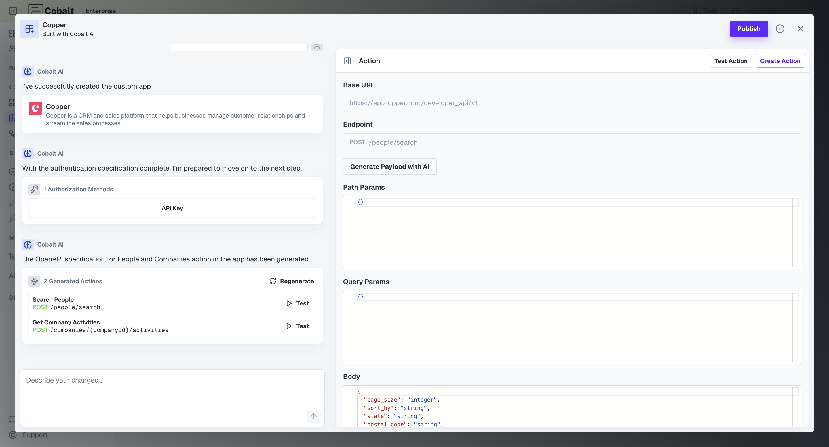 Custom App Actions generated by Cobalt AI