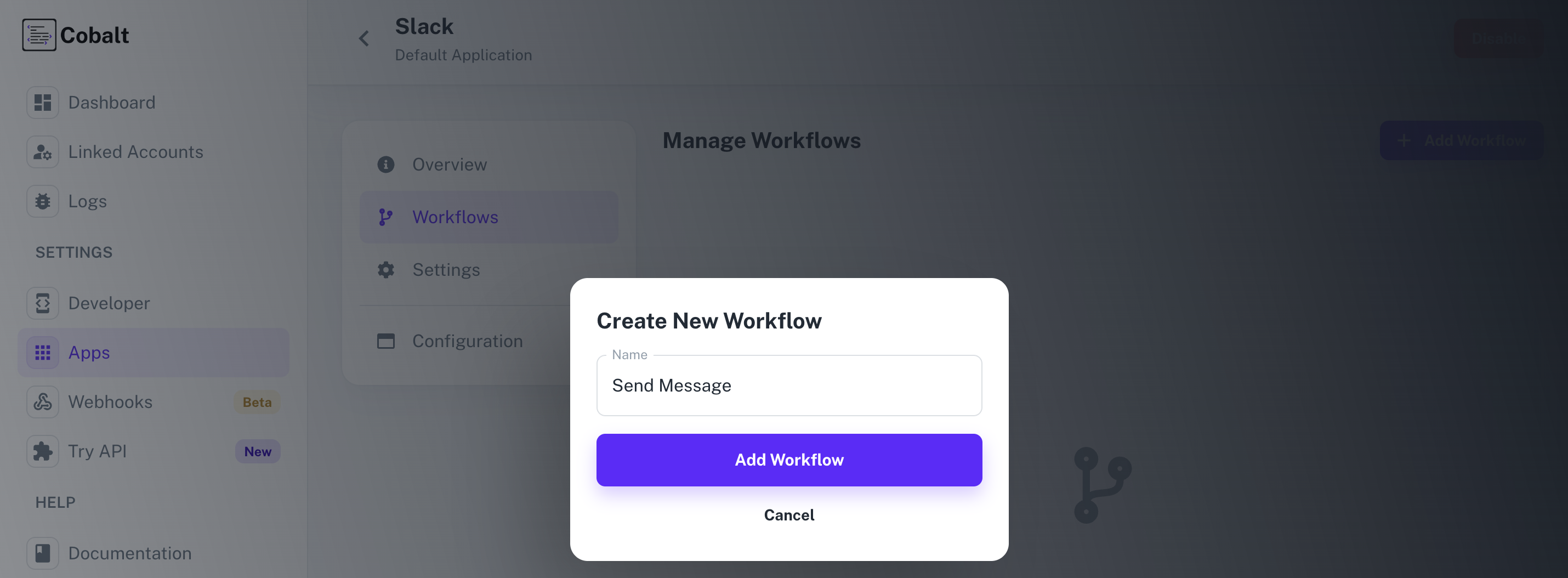 Navigation for Workflow setup