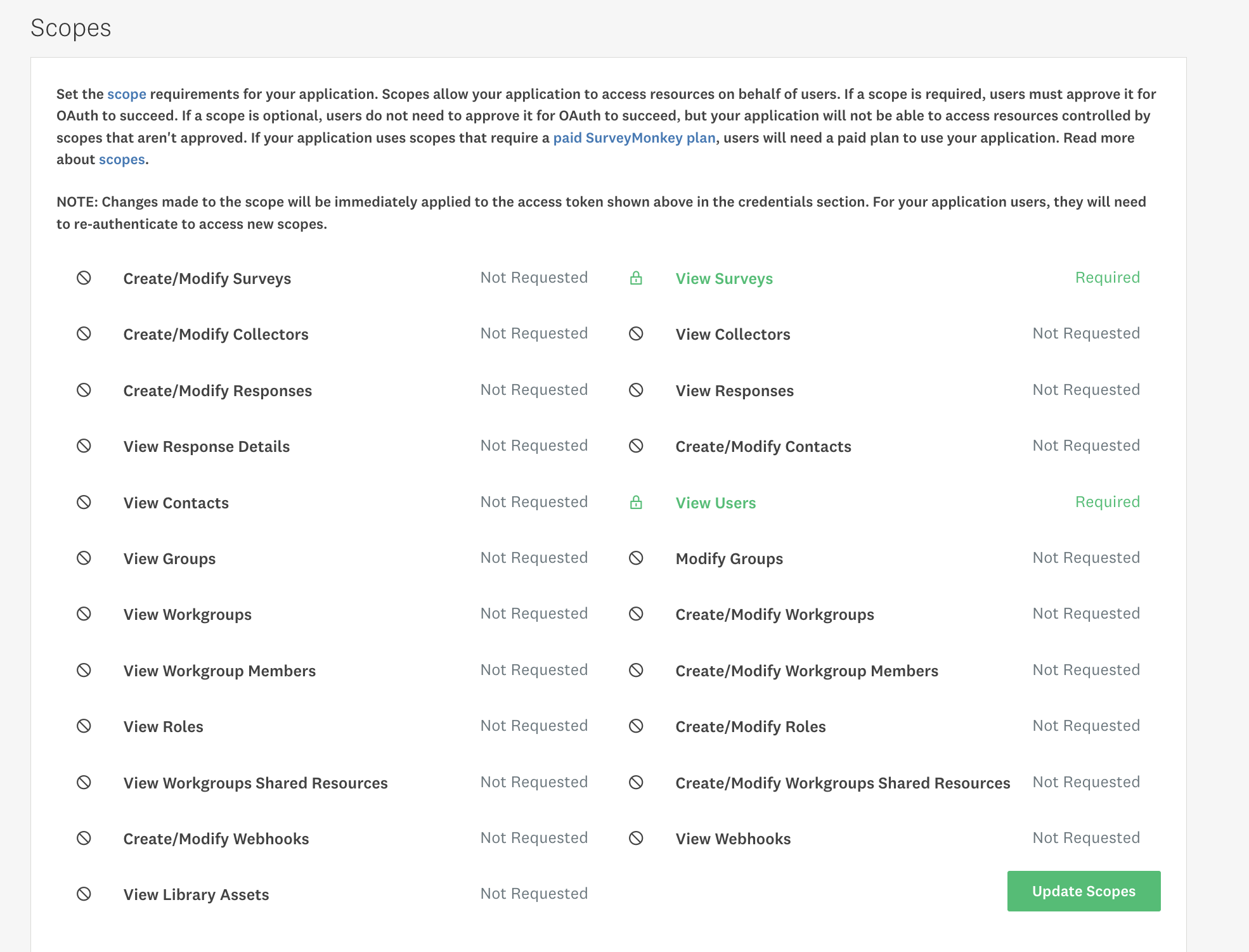 Setting up Survey Monkey Developer app