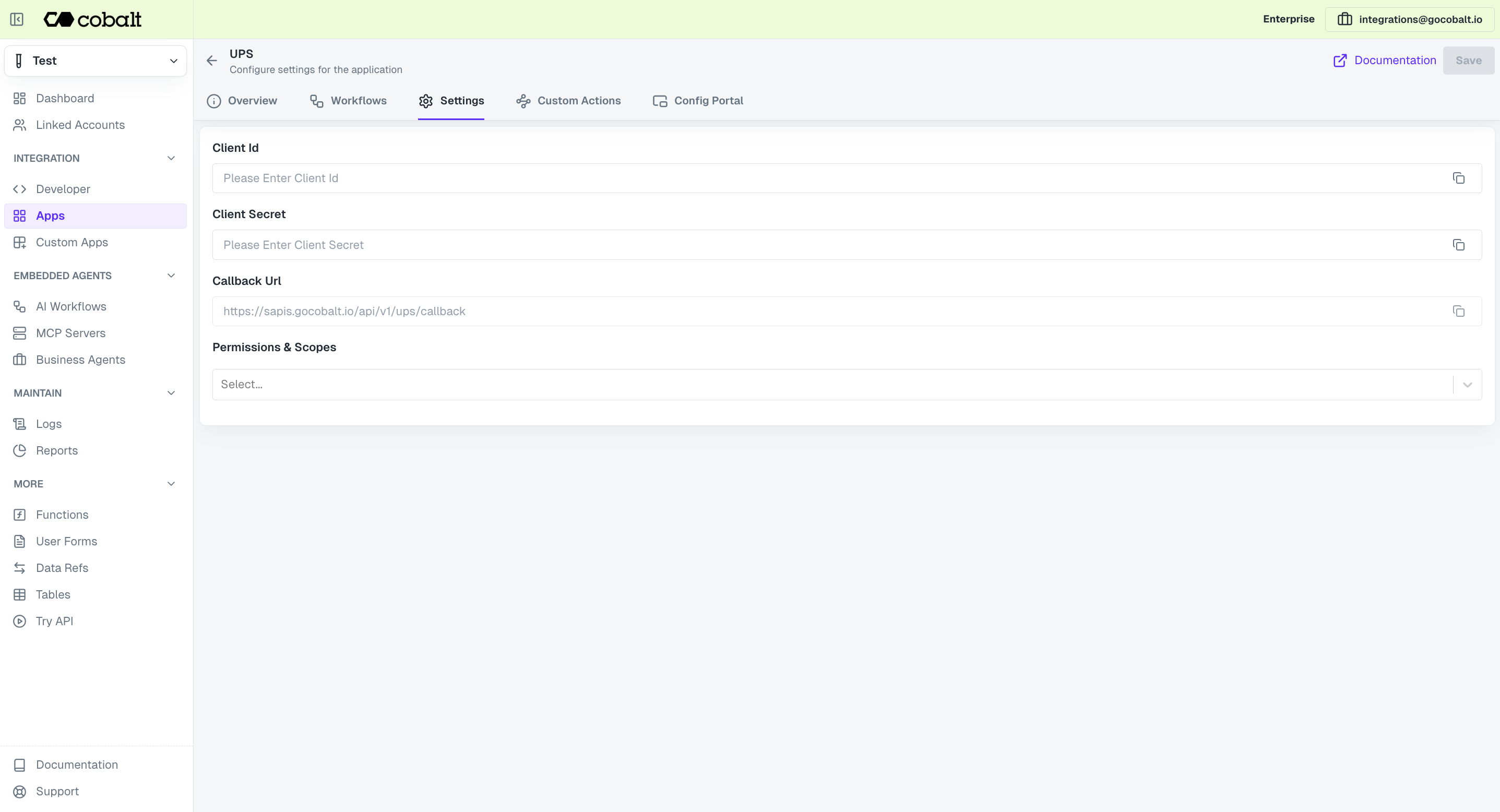 Setting up application client credentials