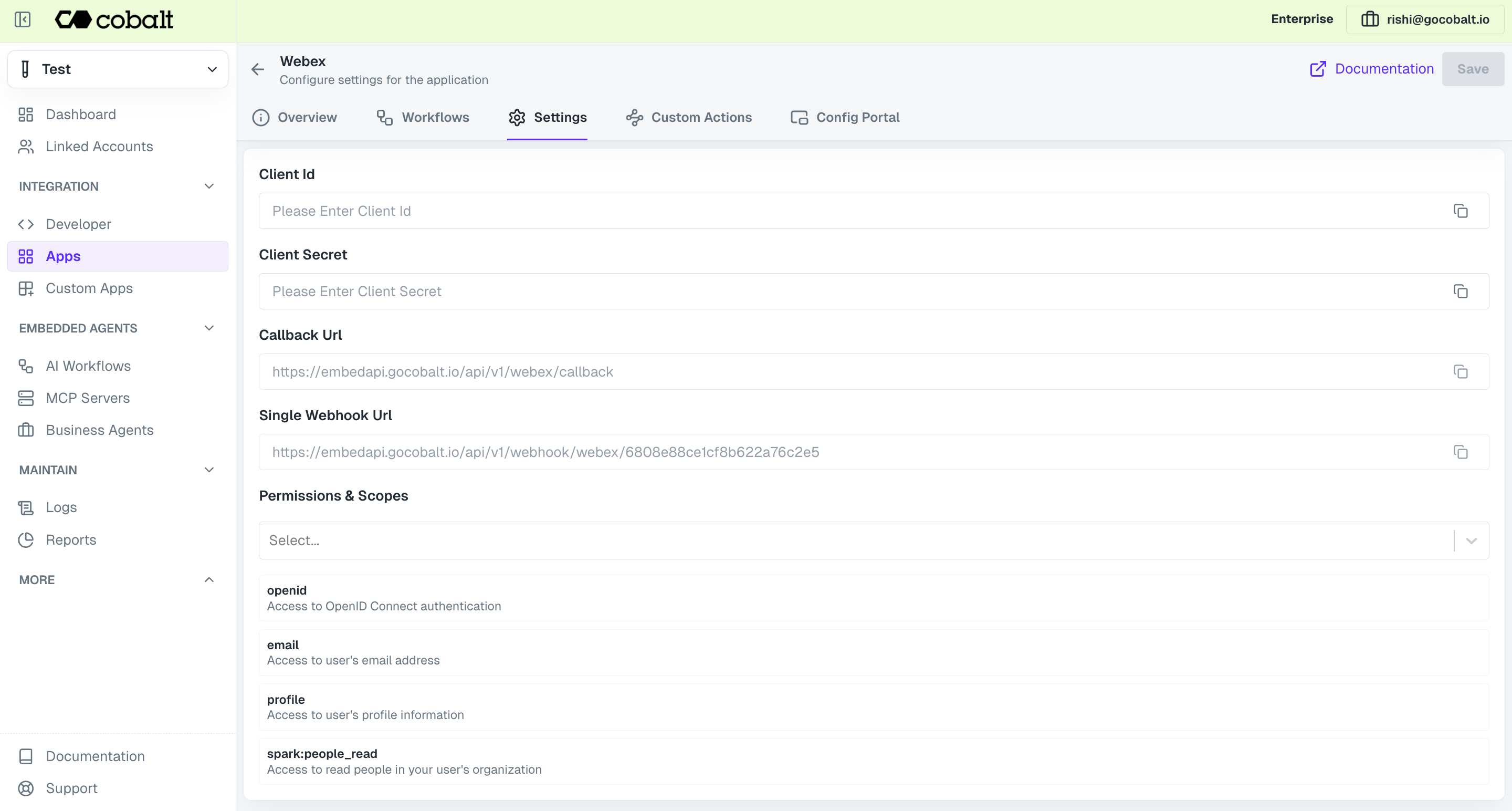 Setting up application client credentials
