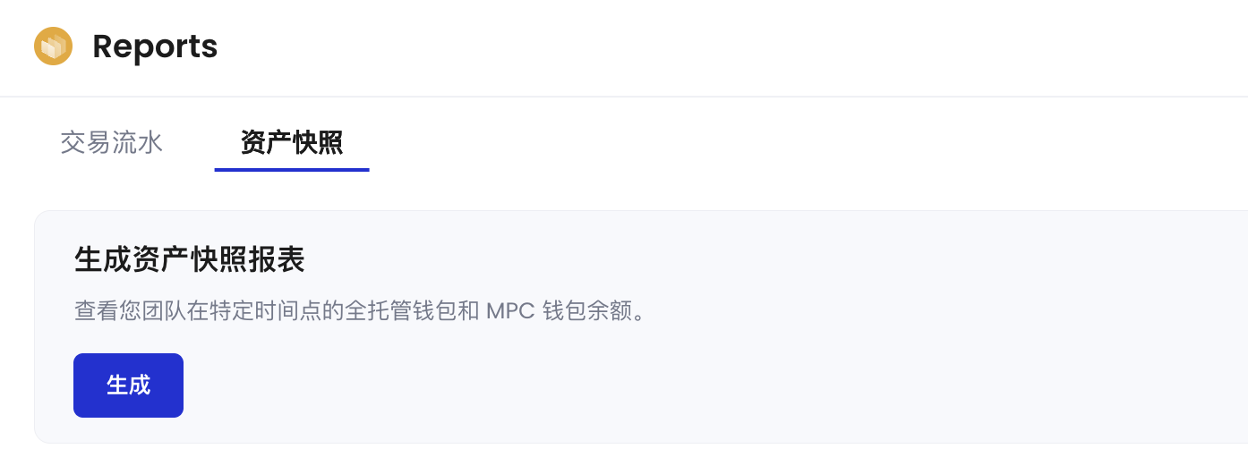 生成资产快照报表按钮