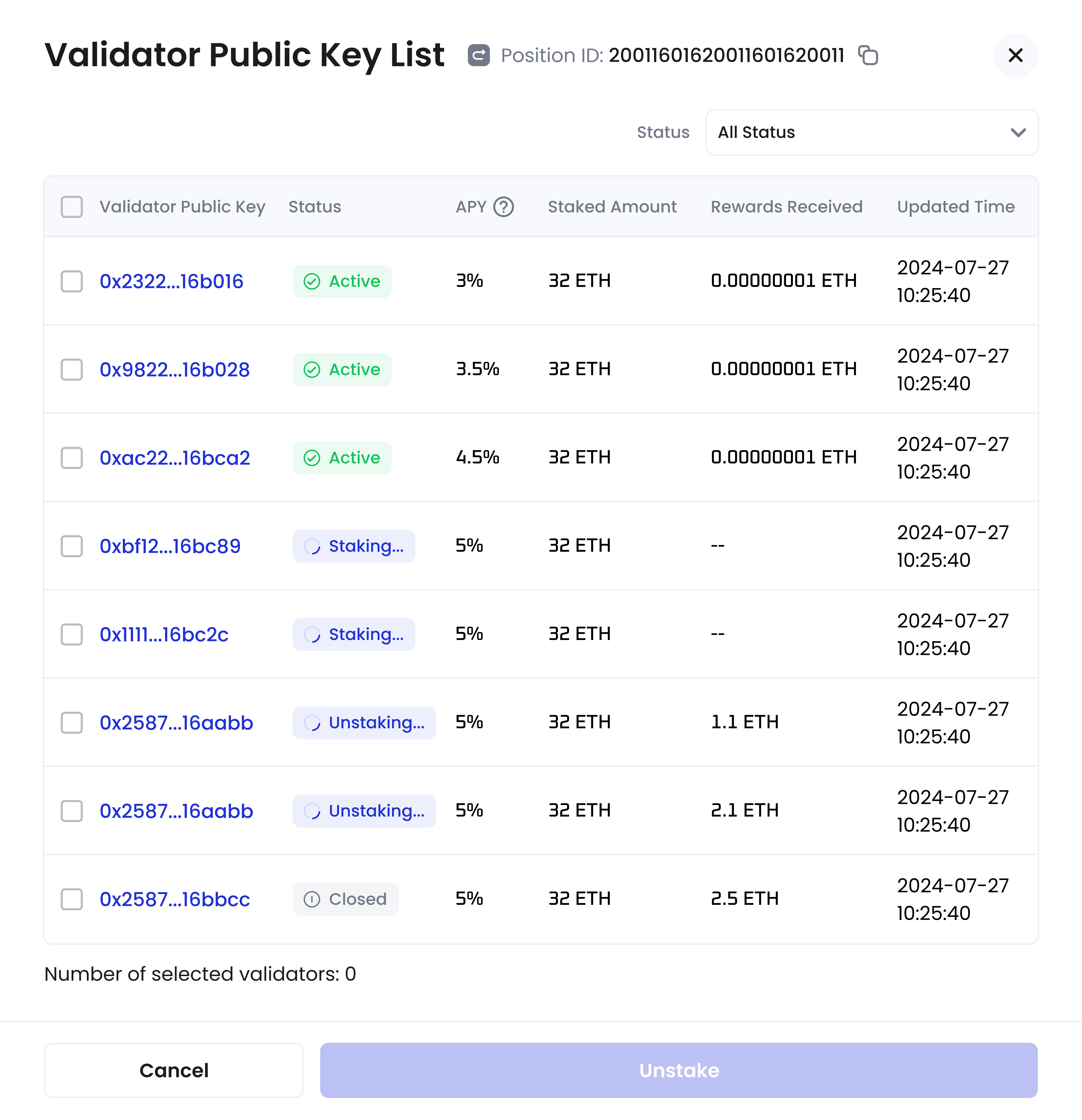 Validator list