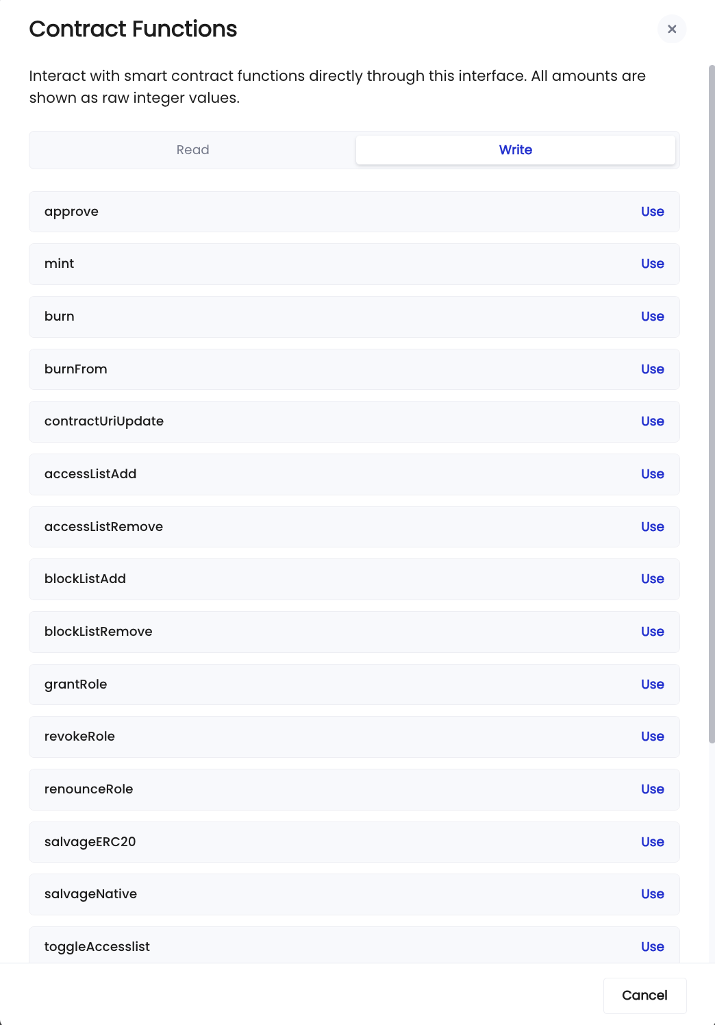 Contract Write Functions