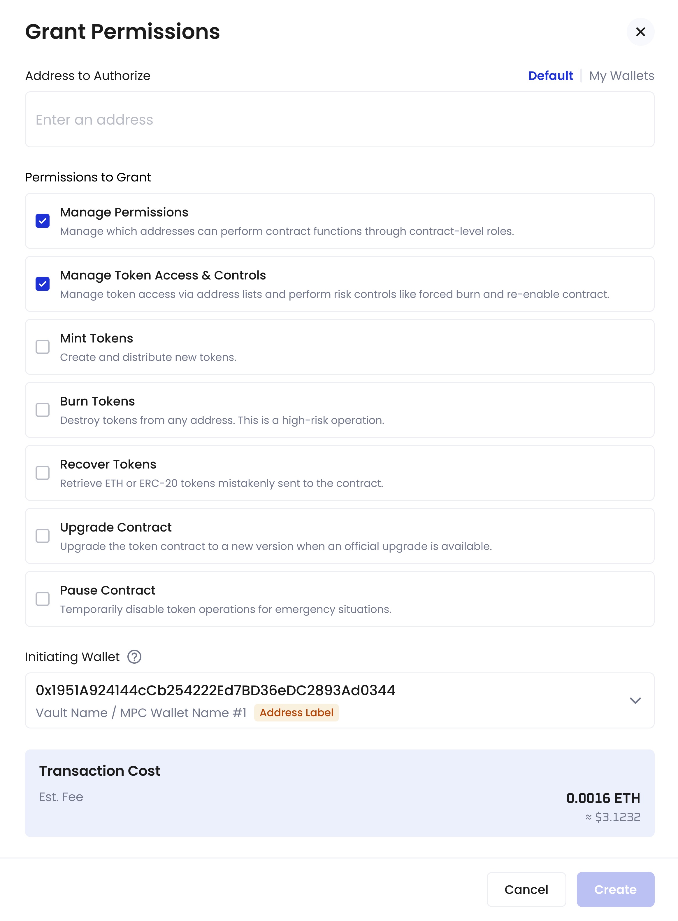 CoboERC20 manage permissions