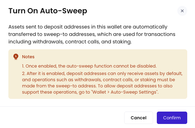 The Turn On Auto-Sweep dialog