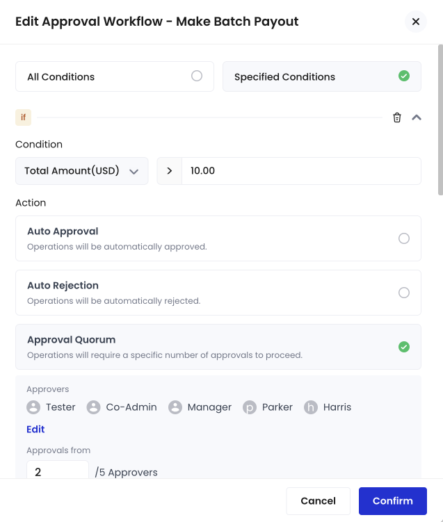 The Edit Approval Workflow dialog