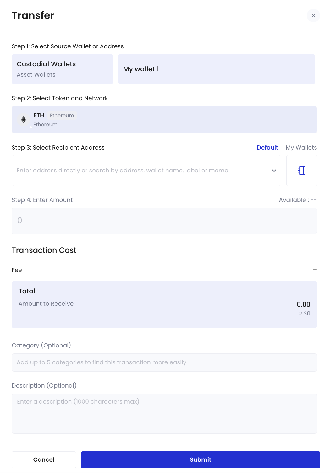 Screenshot of the withdrawal