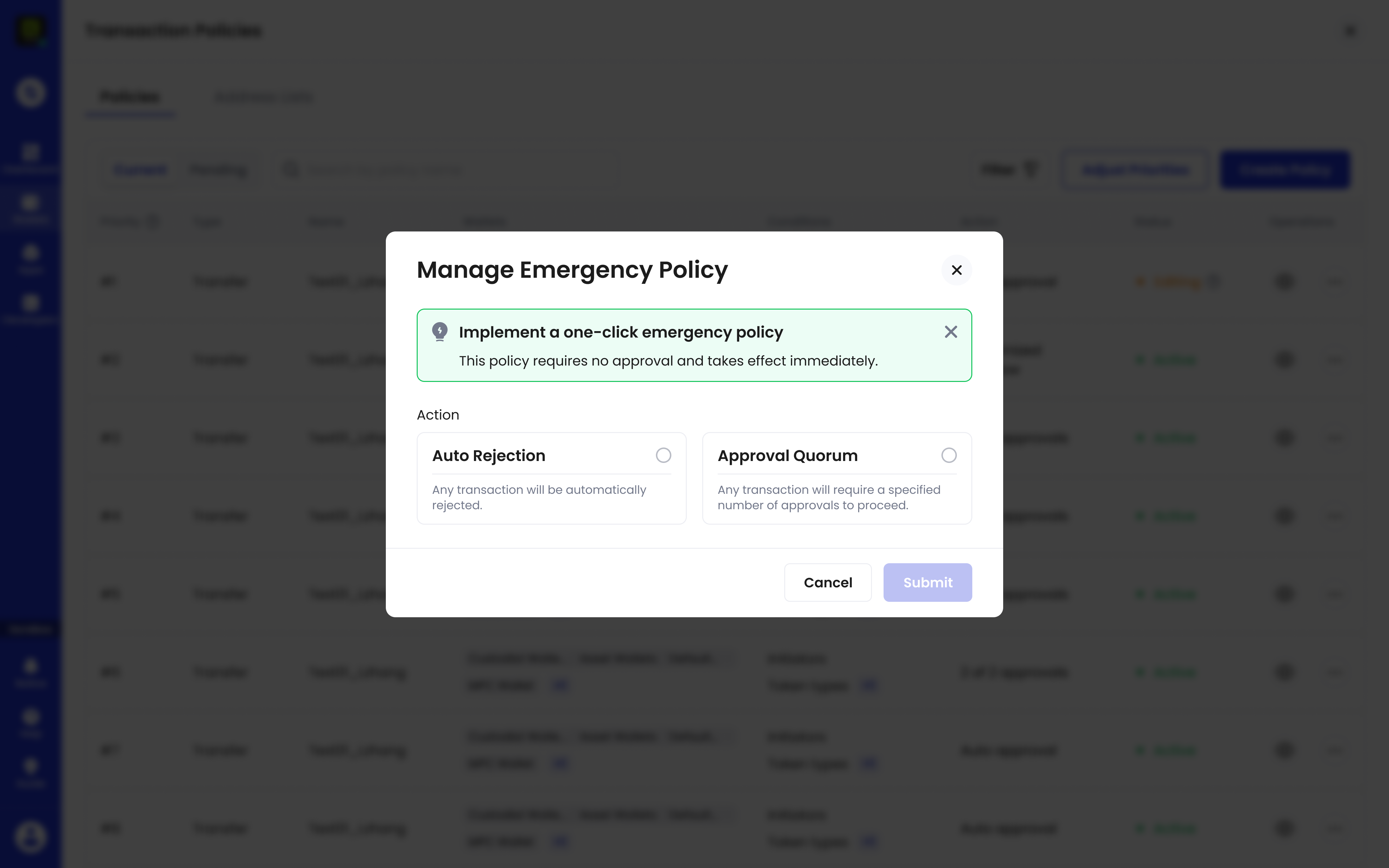 create emergency policy