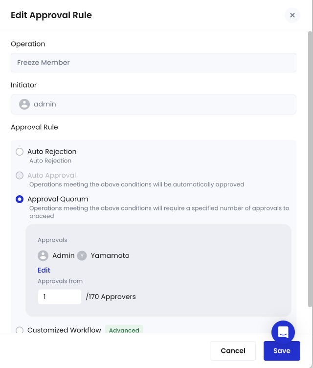 The Edit Approval Rule pane