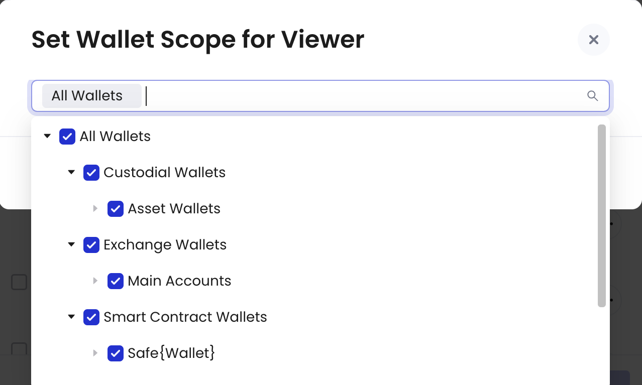 The Set Wallet Scope dialog
