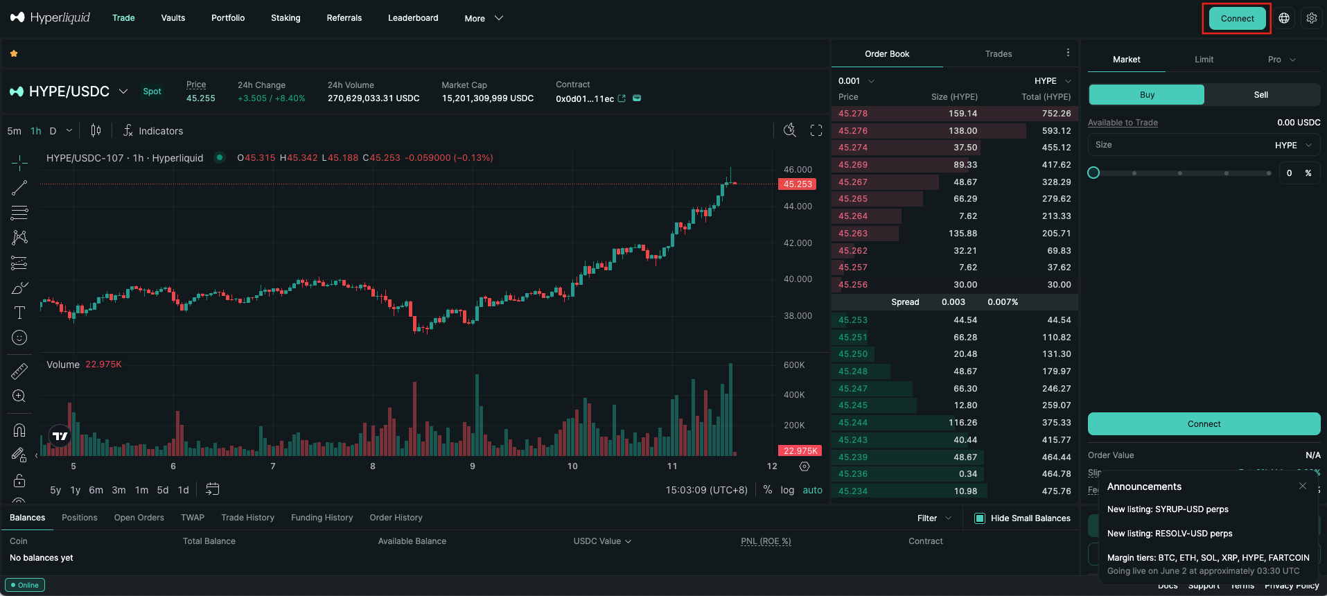 Hyperliquid homepage