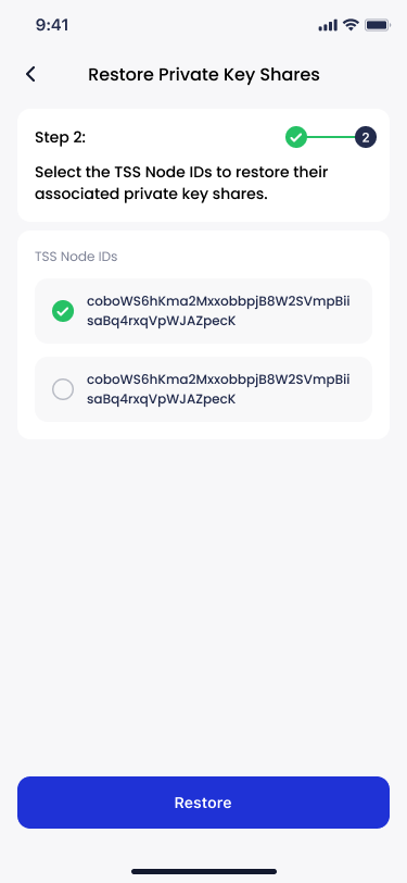 The list of TSS Node IDs