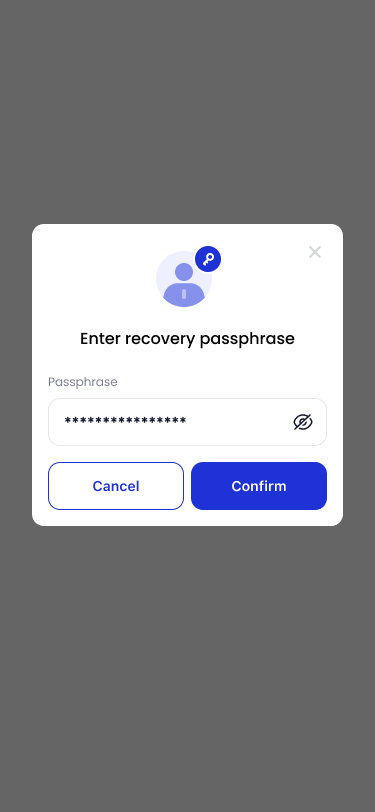 Screenshot of entering the passphrase