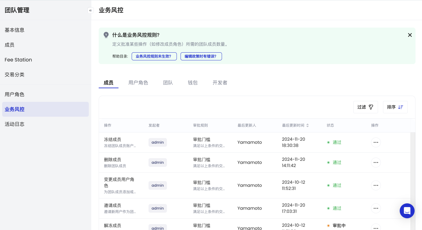 业务风控标签页
