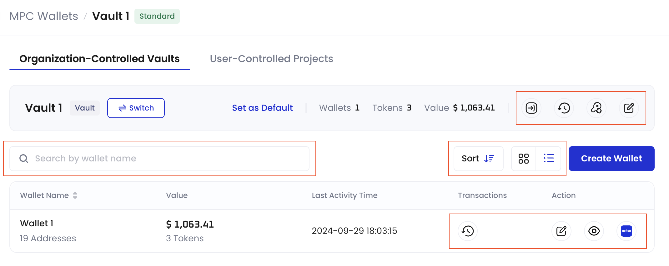Vault page