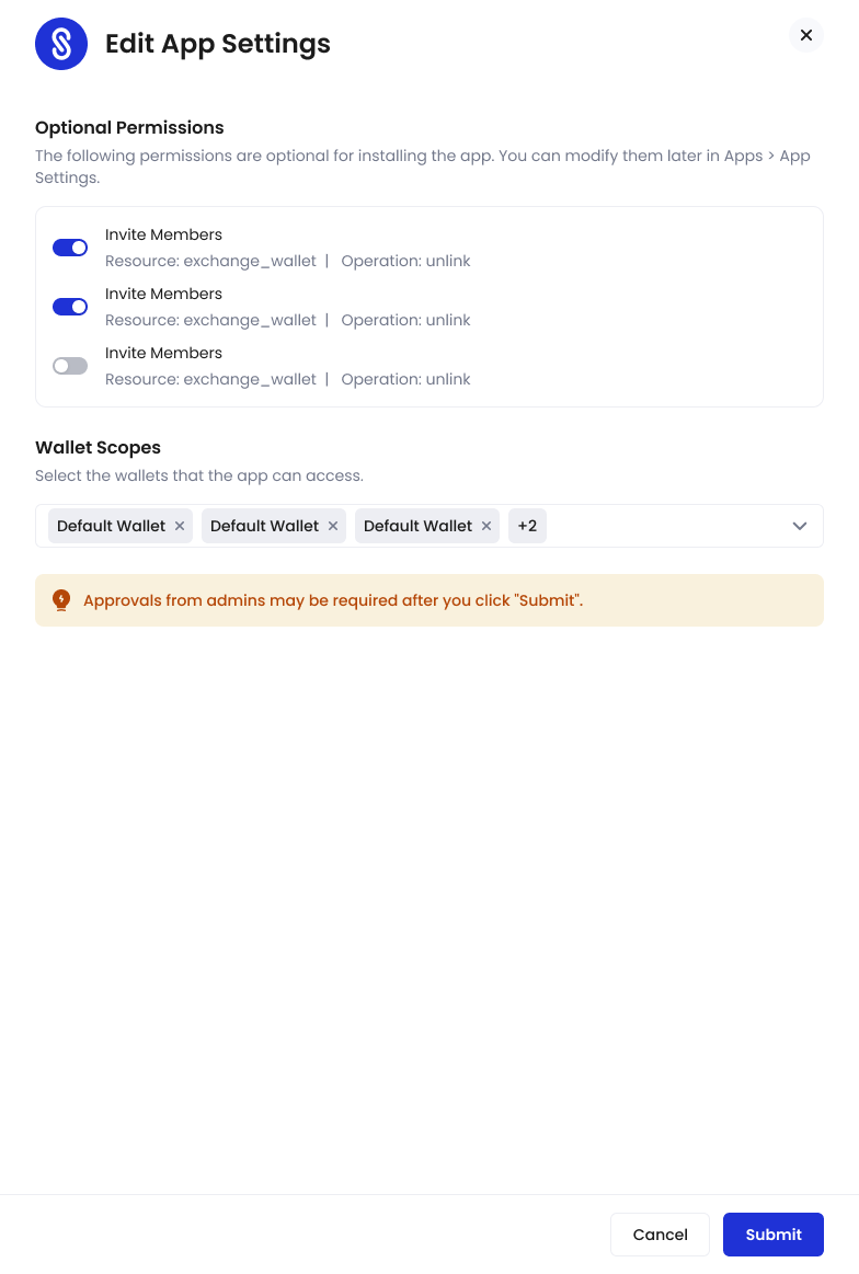 The Edit Settings dialog