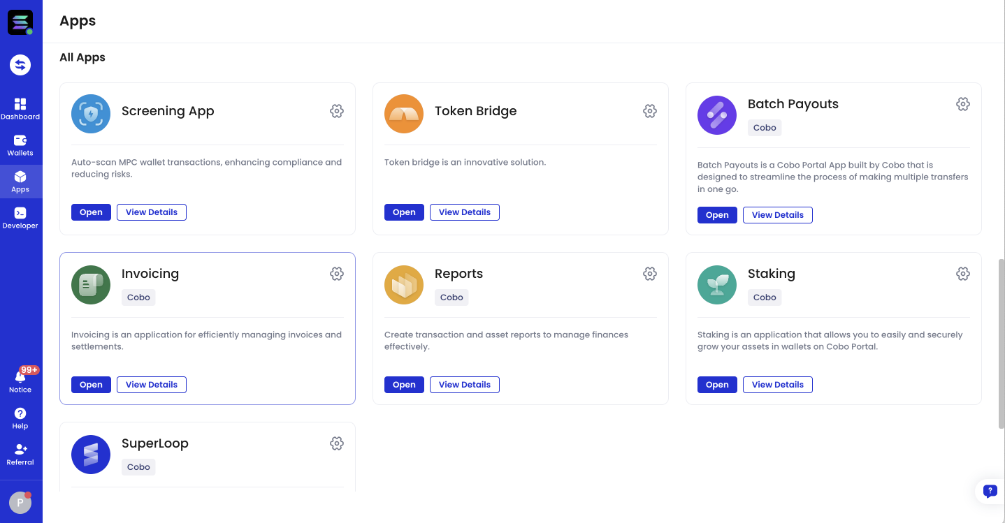 Image showing Invoicing as a Cobo Portal App.