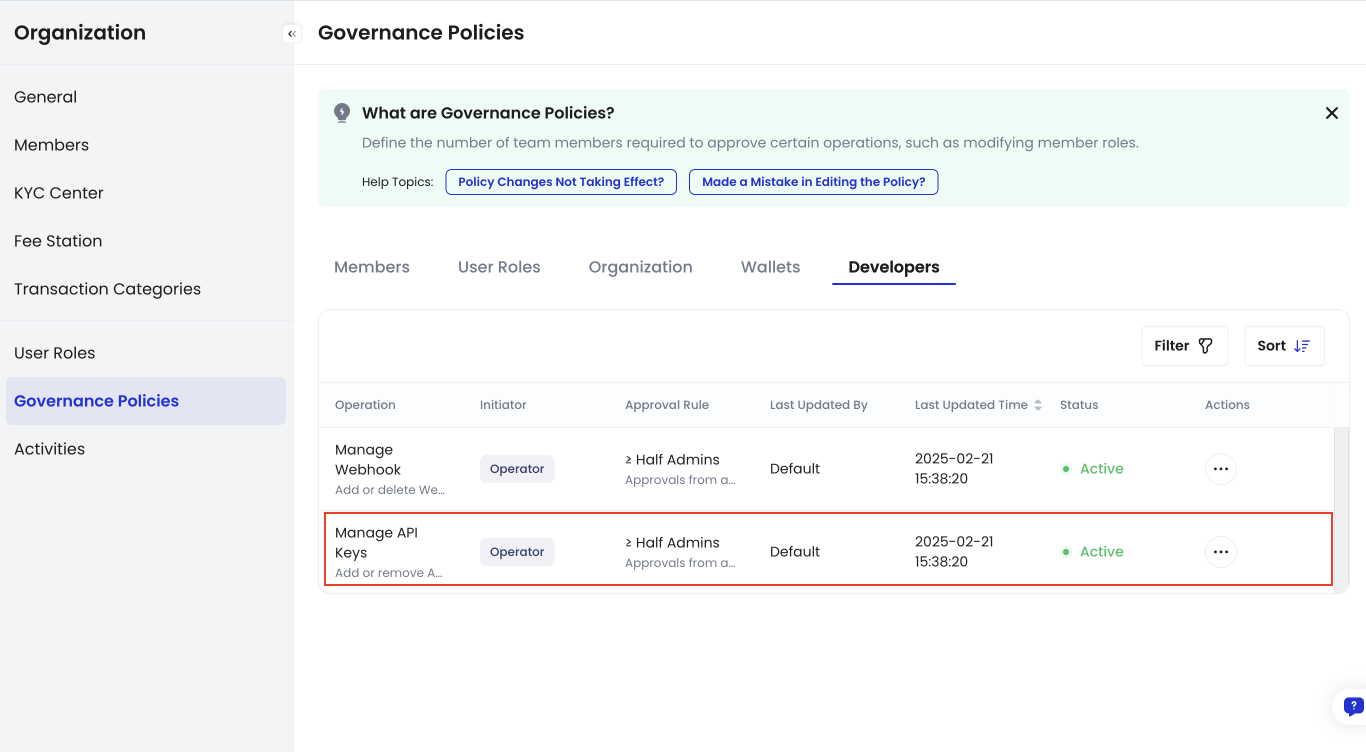 Manage API Key Approval Rules