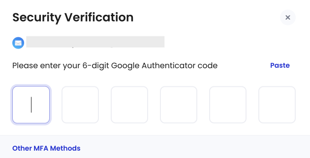 Security Verification dialog